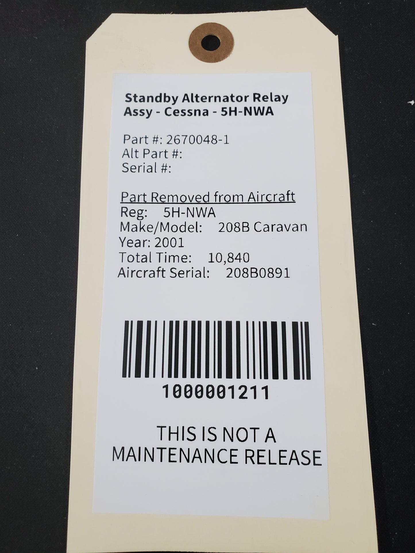 Standby Alternator Relay Assy - Cessna - 5H-NWA