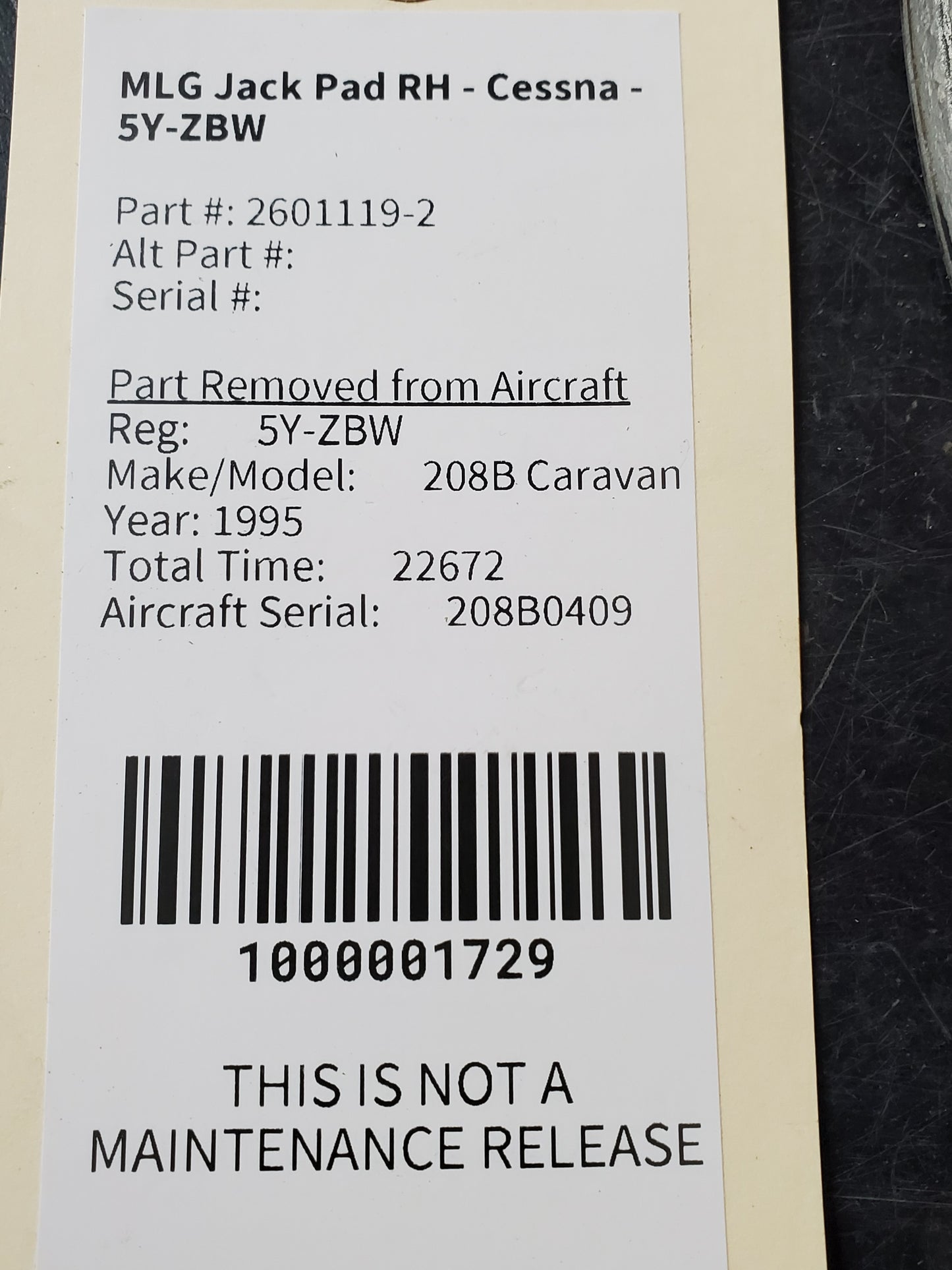 MLG Jack Pad RH - Cessna - 5Y-ZBW