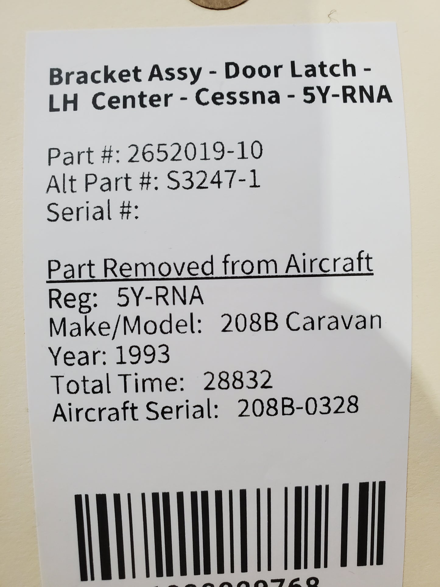 Bracket Assy - Door Latch - LH Center - Cessna - 5Y-RNA