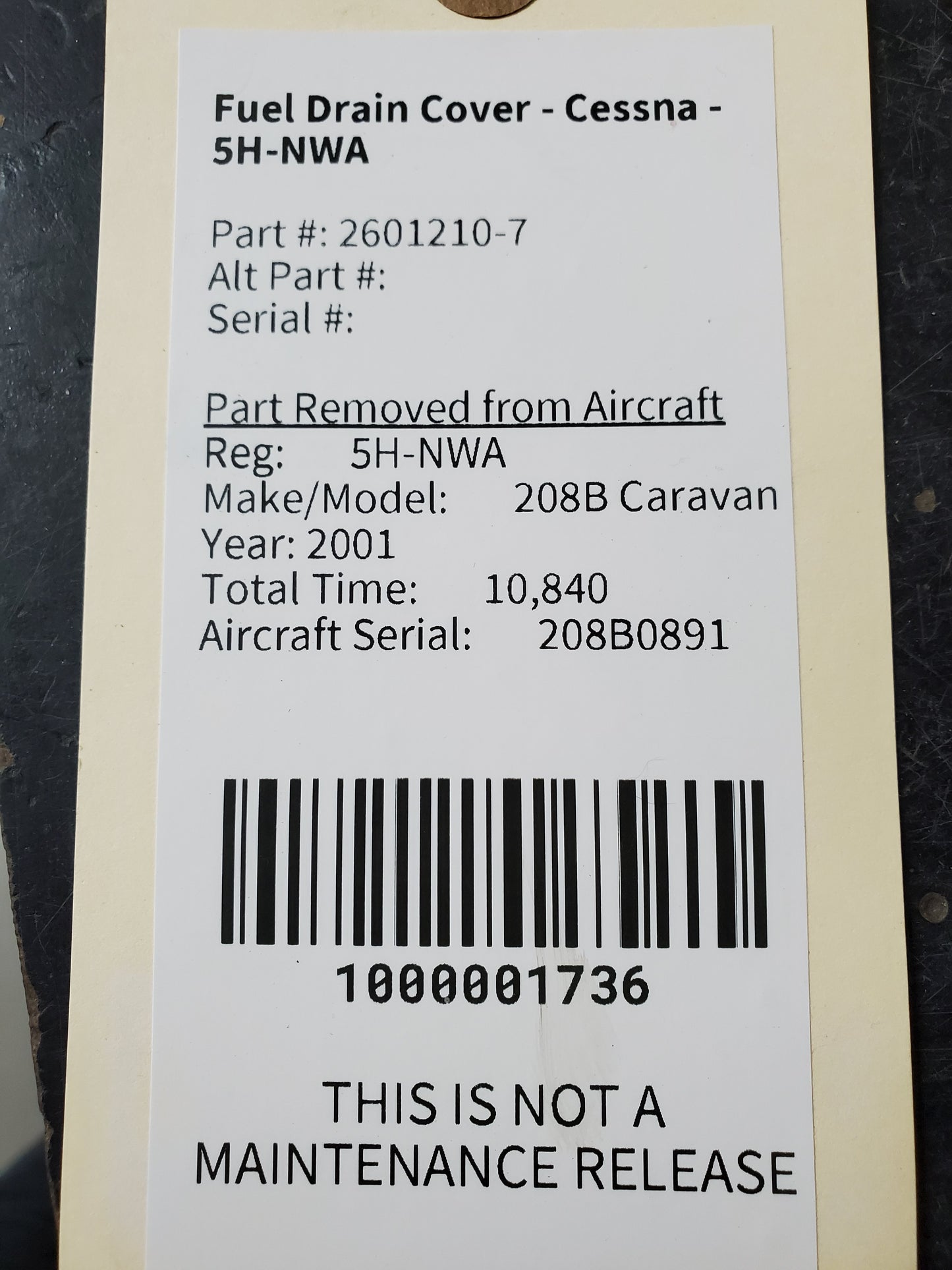 Fuel Drain Cover - Cessna - 5H-NWA