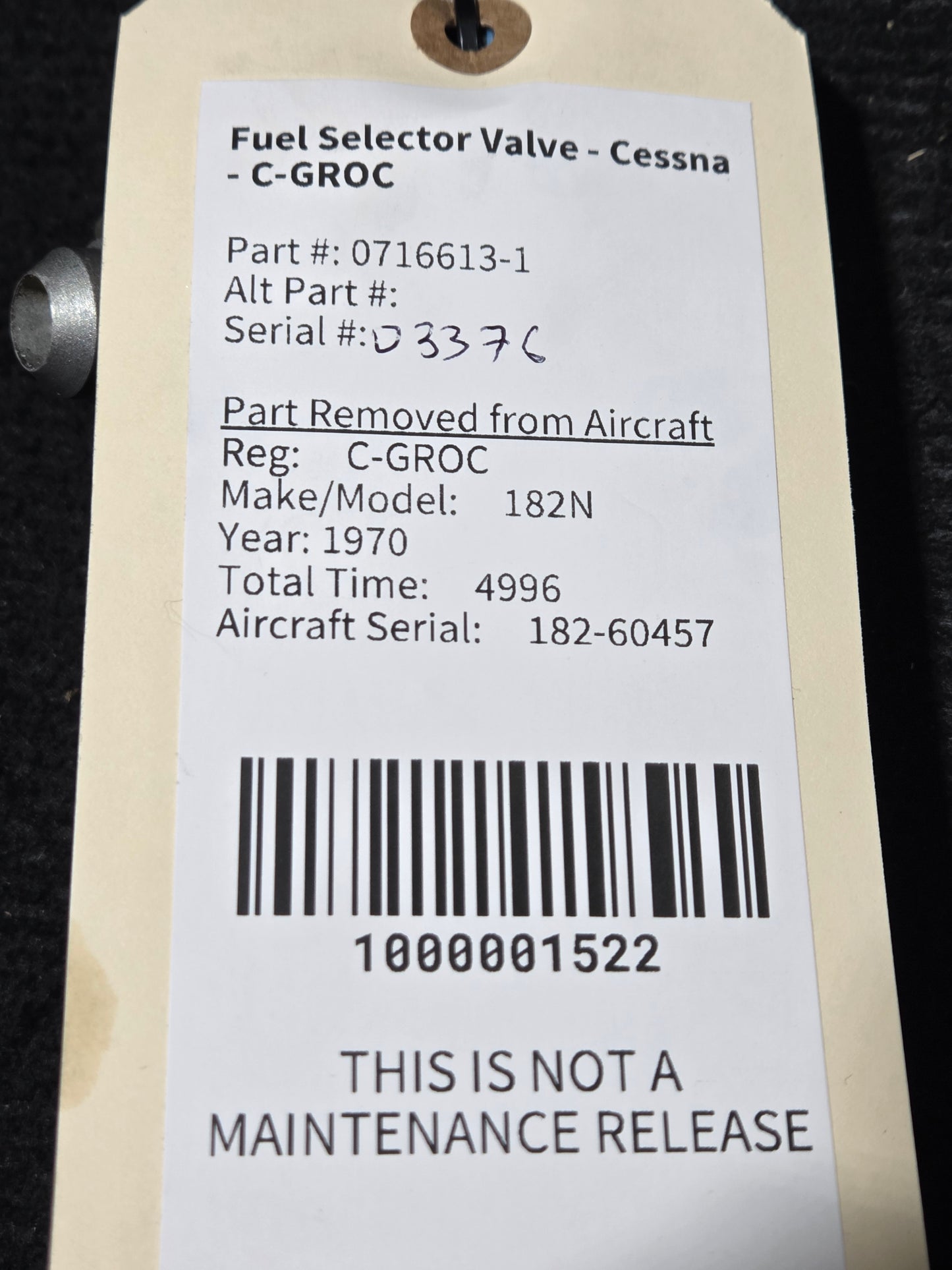 Fuel Selector Valve - Cessna - C-GROC