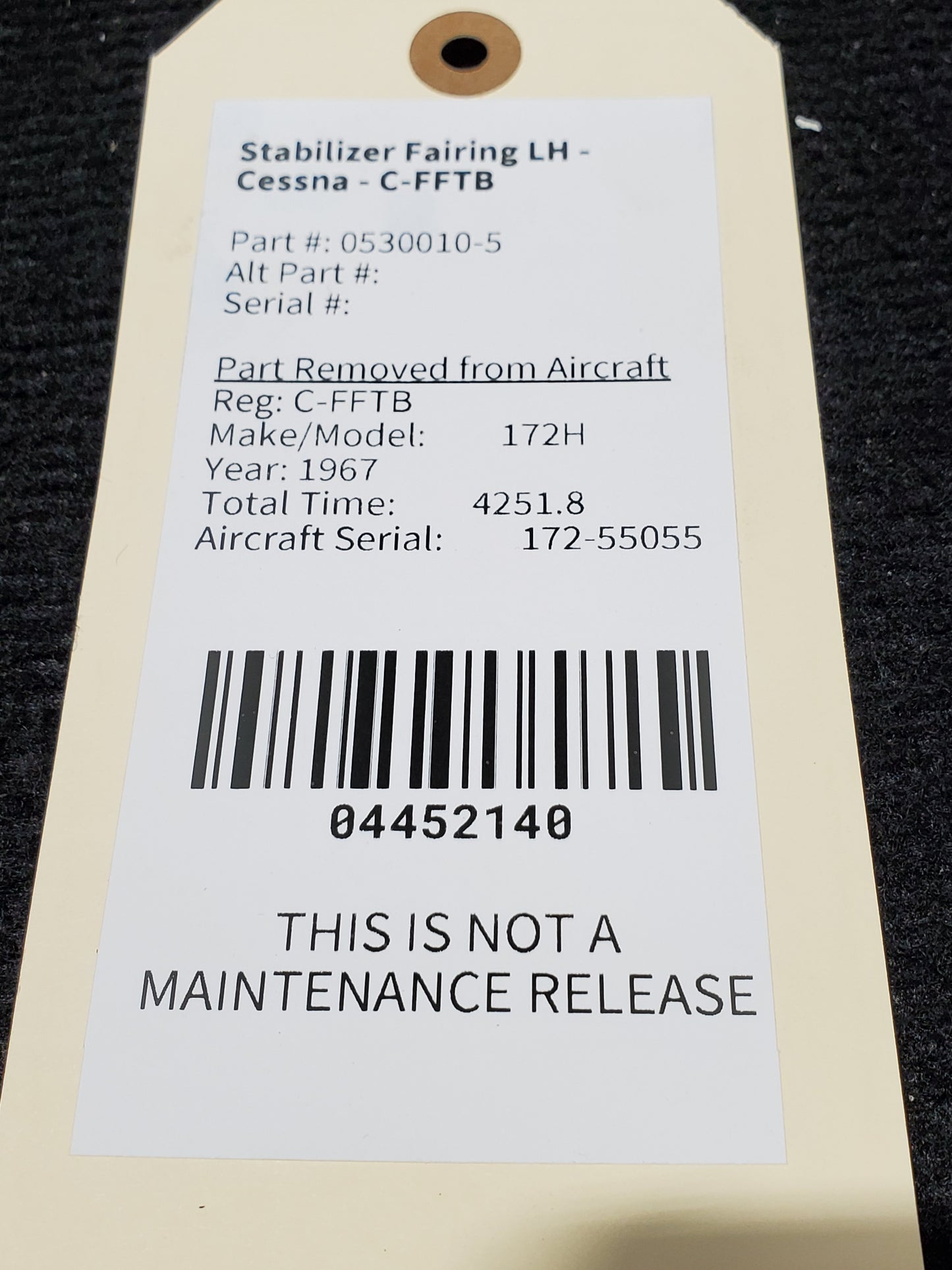 Stabilizer Fairing LH - Cessna - C-FFTB