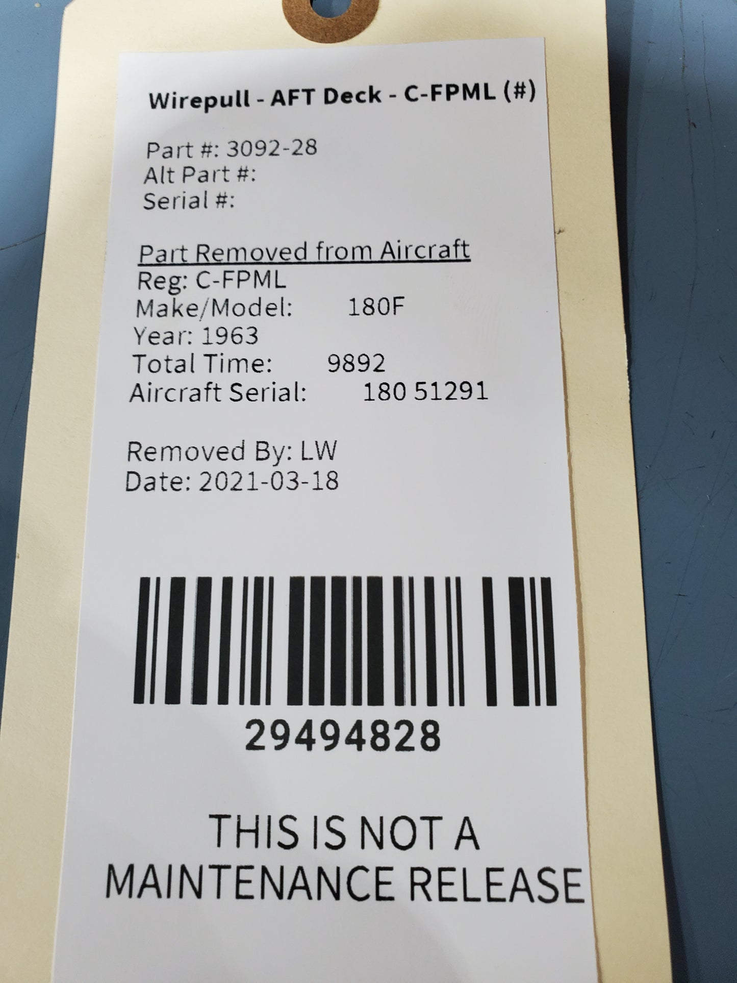 Wirepull - AFT Deck - C-FPML