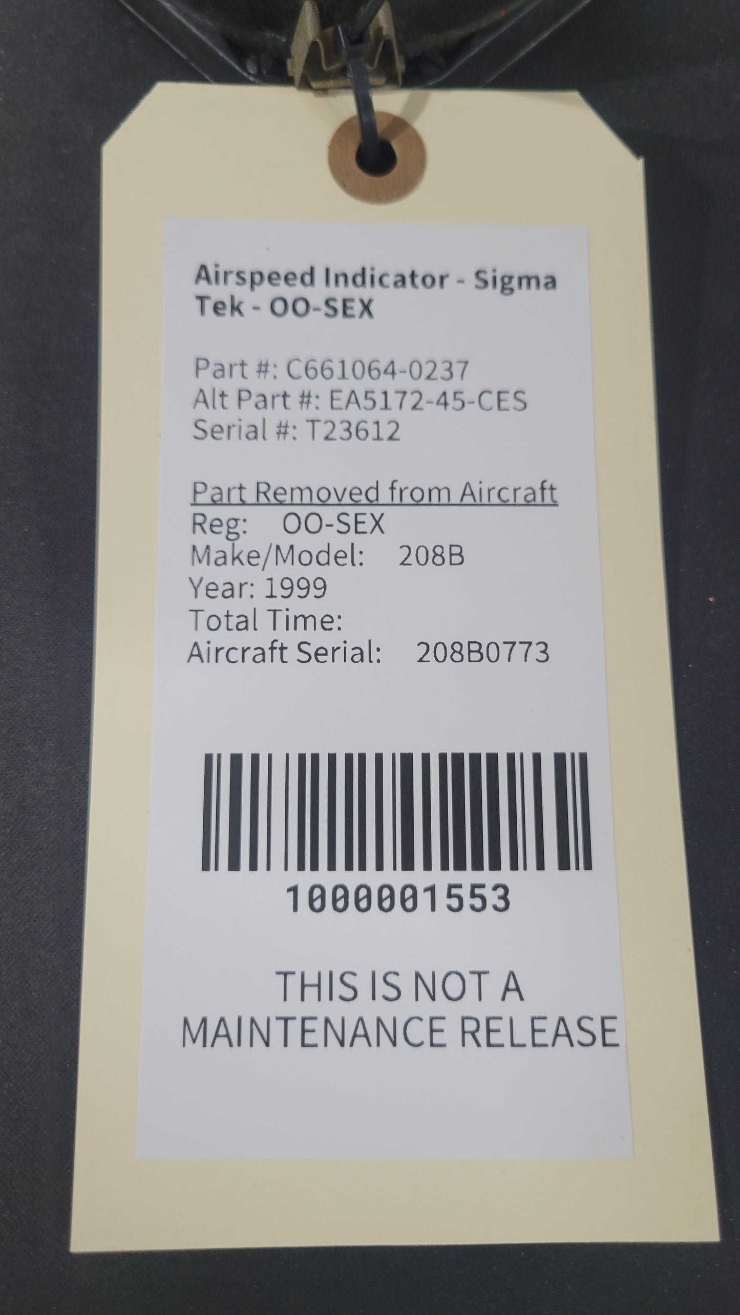 Airspeed Indicator - Sigma Tek - OO-SEX
