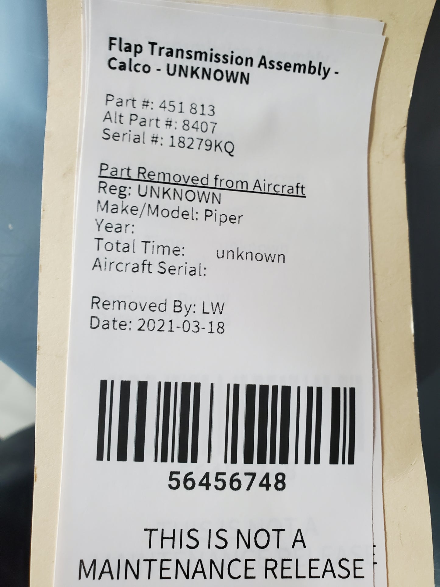 Flap Transmission Assembly - Calco - UNKNOWN