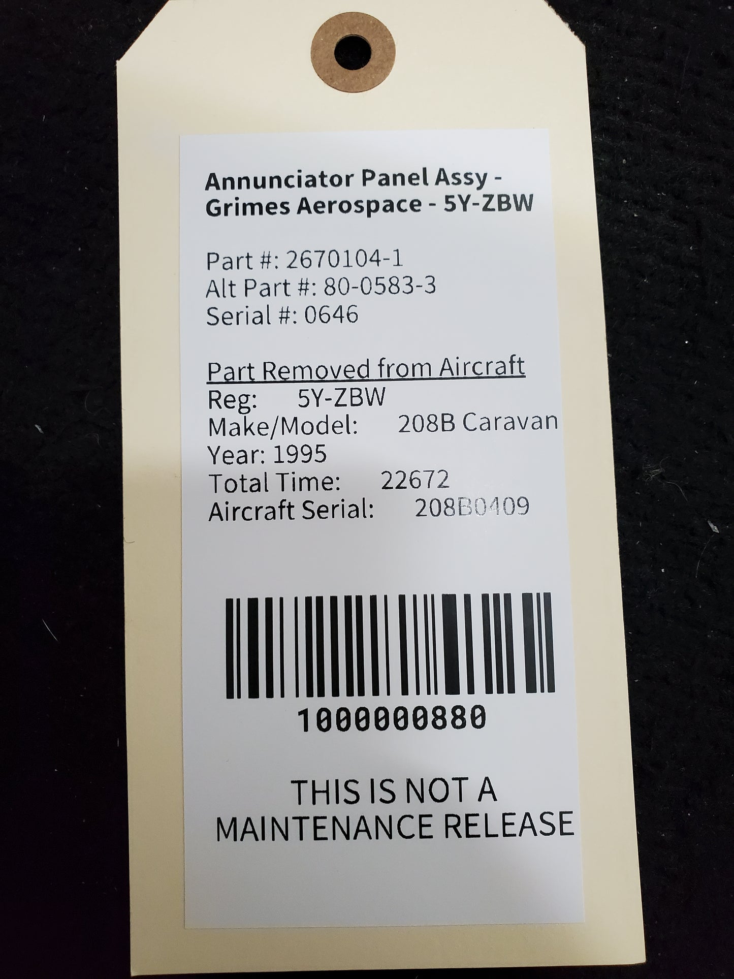 Annunciator Panel Assy - Grimes Aerospace - 5Y-ZBW