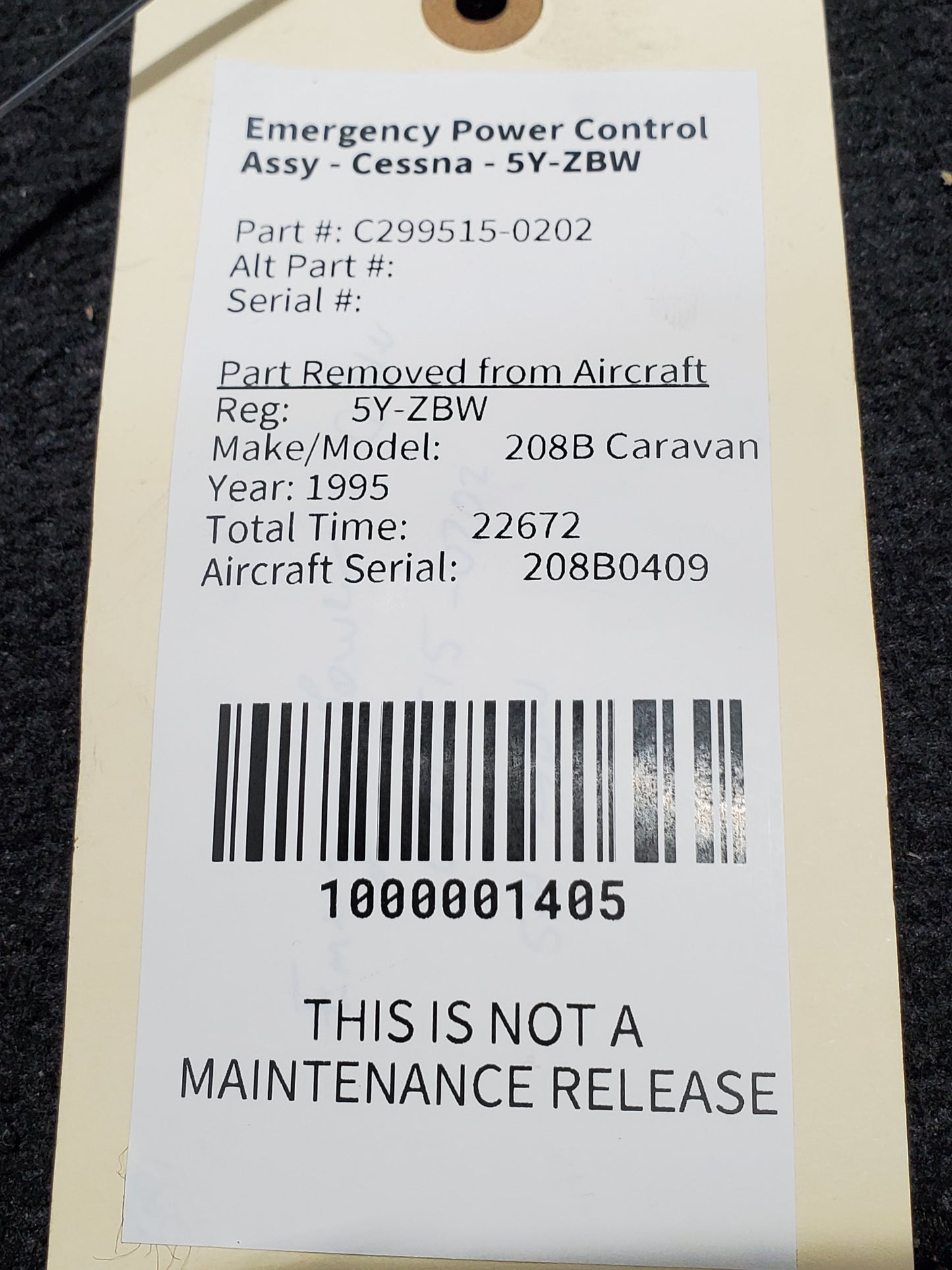 Emergency Power Control Assy - Cessna - 5Y-ZBW