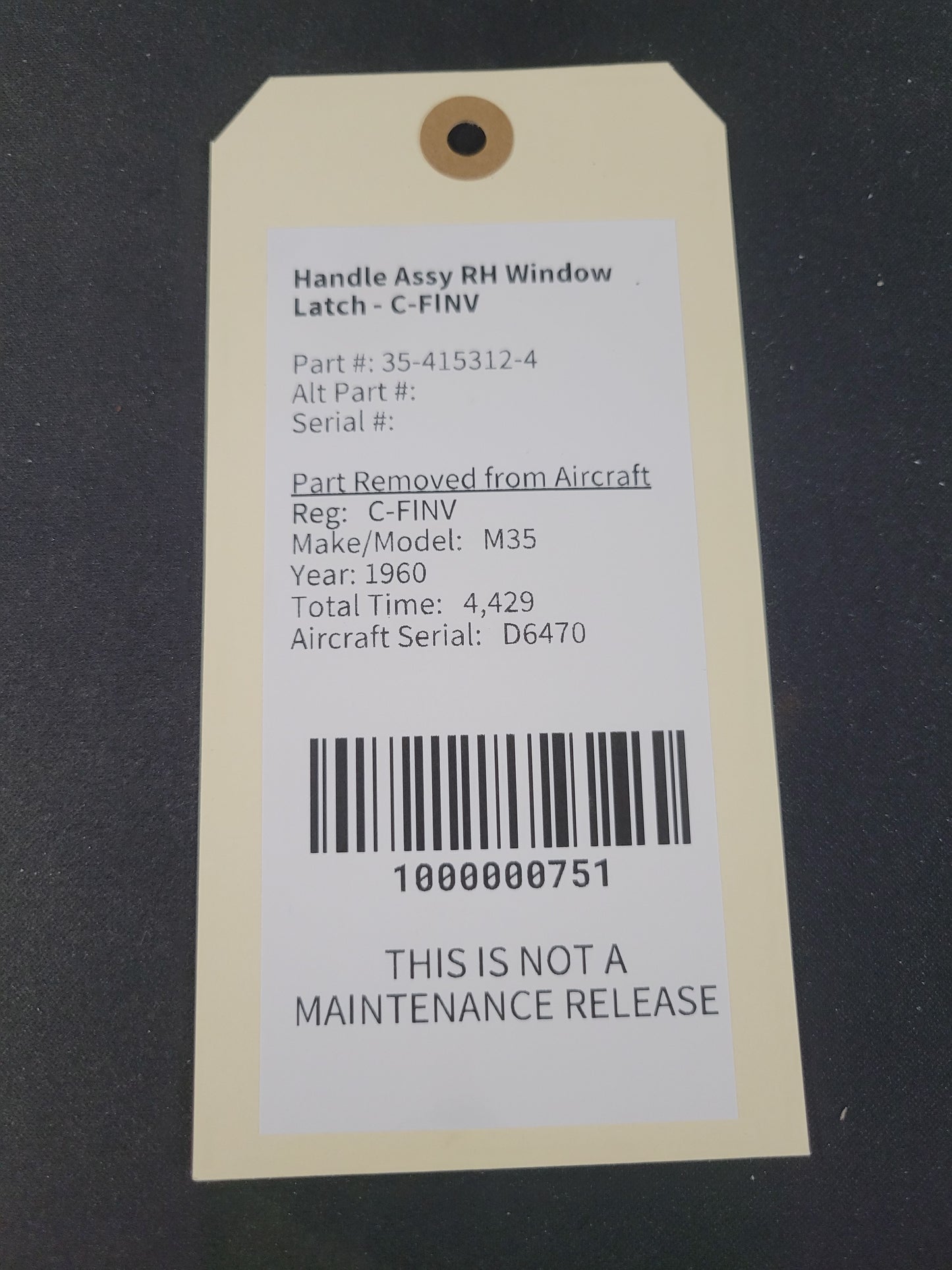 Handle Assy RH Window Latch - C-FINV