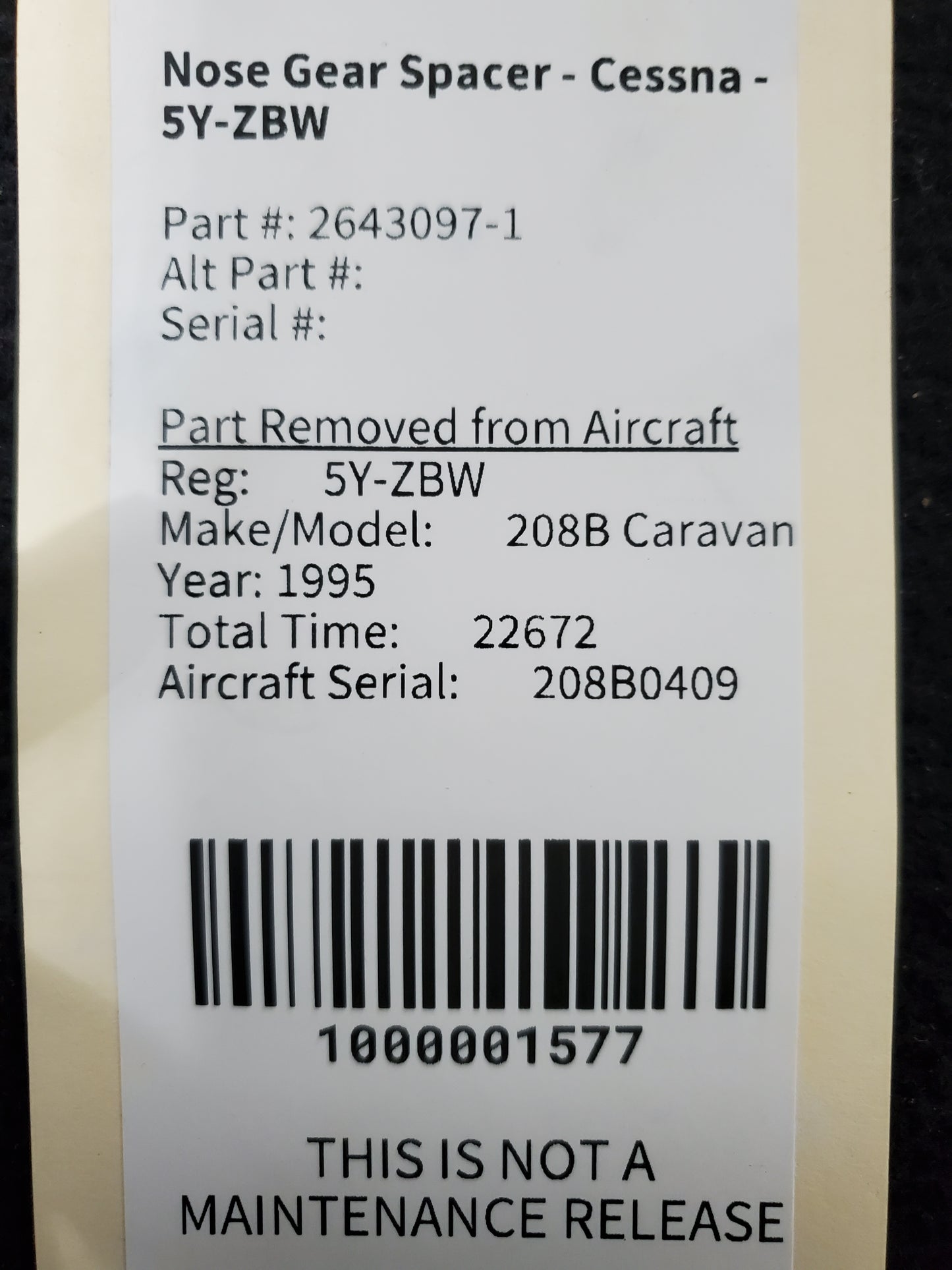Nose Gear Spacer - Cessna - 5Y-ZBW