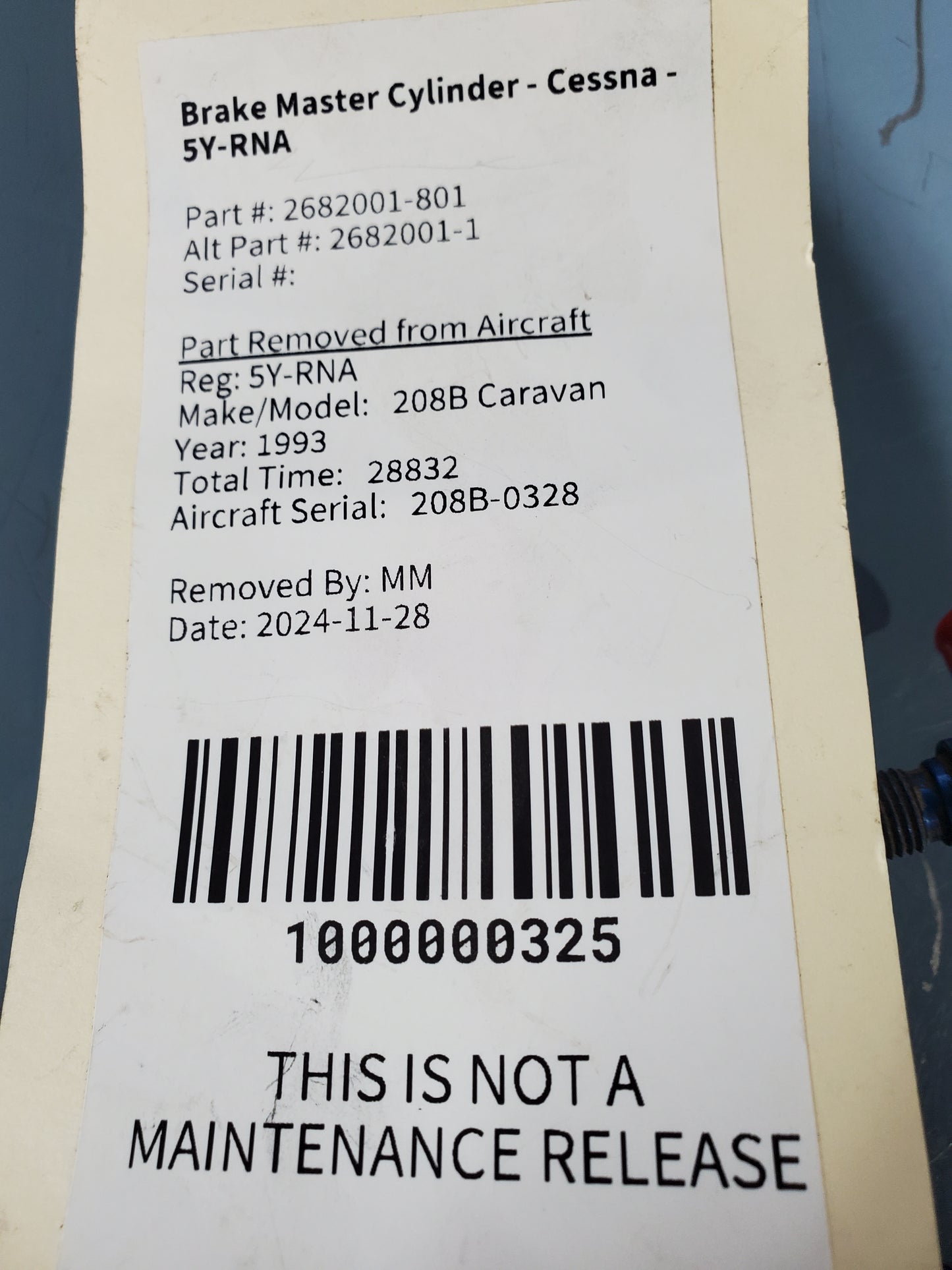 Brake Master Cylinder - Cessna - 5Y-RNA