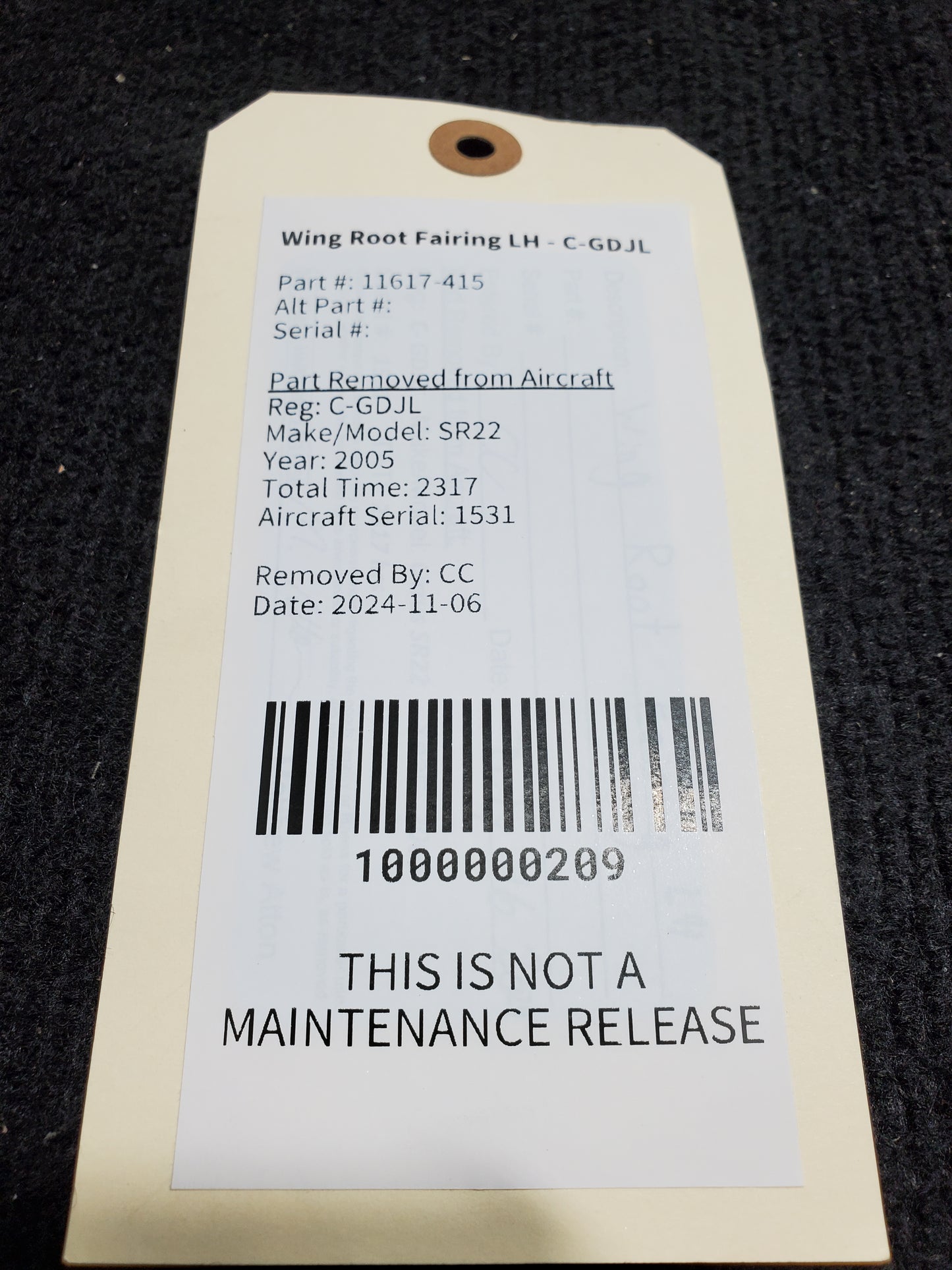 Wing Root Fairing LH - Cirrus - C-GDJL