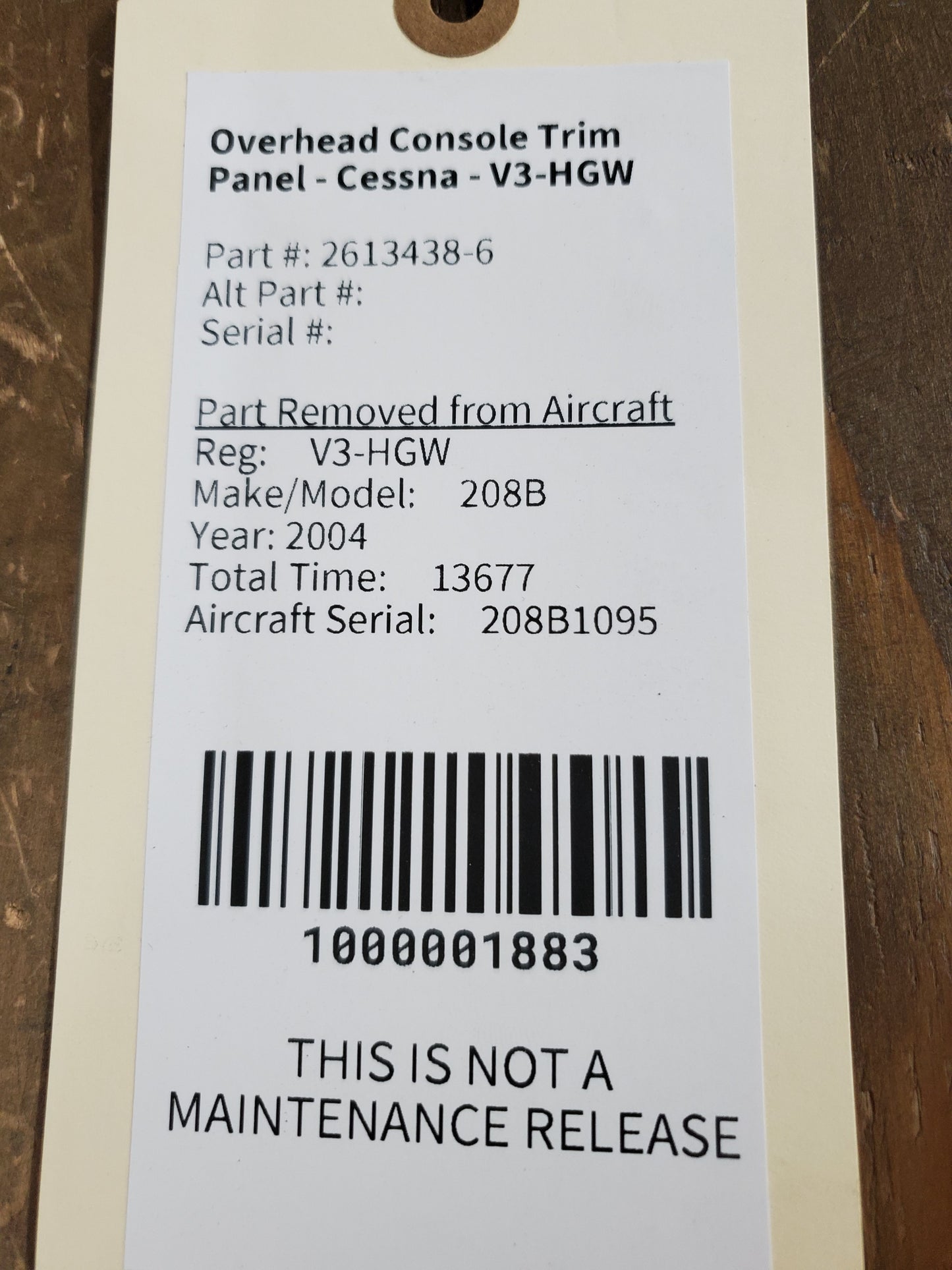 Overhead Console Trim Panel - Cessna - V3-HGW