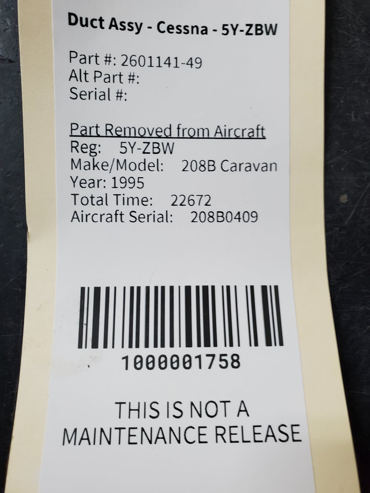 Duct Assy - Cessna - 5Y-ZBW