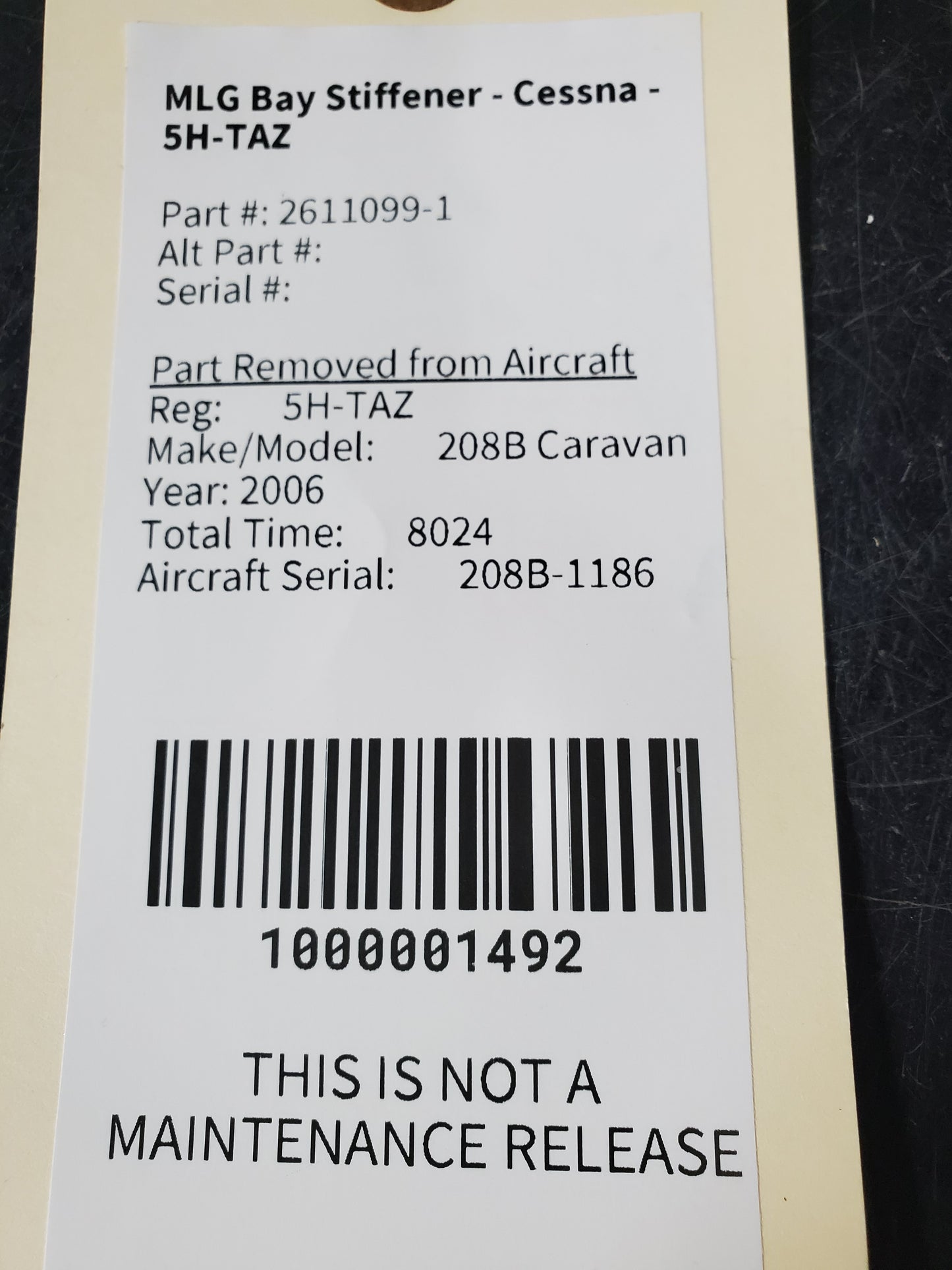 MLG Bay Stiffener - Cessna - 5H-TAZ