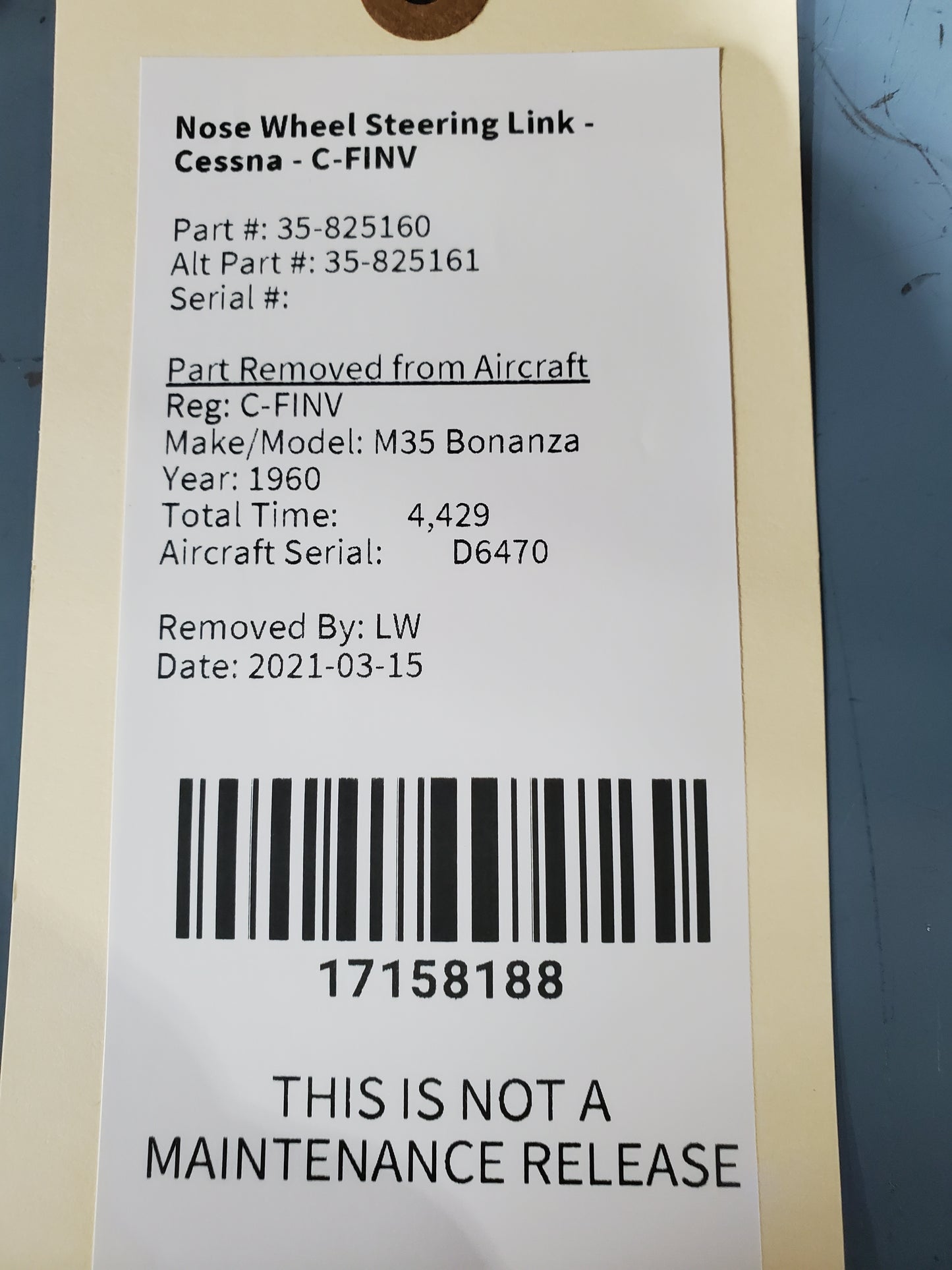 Nose Wheel Steering Link - Cessna - C-FINV