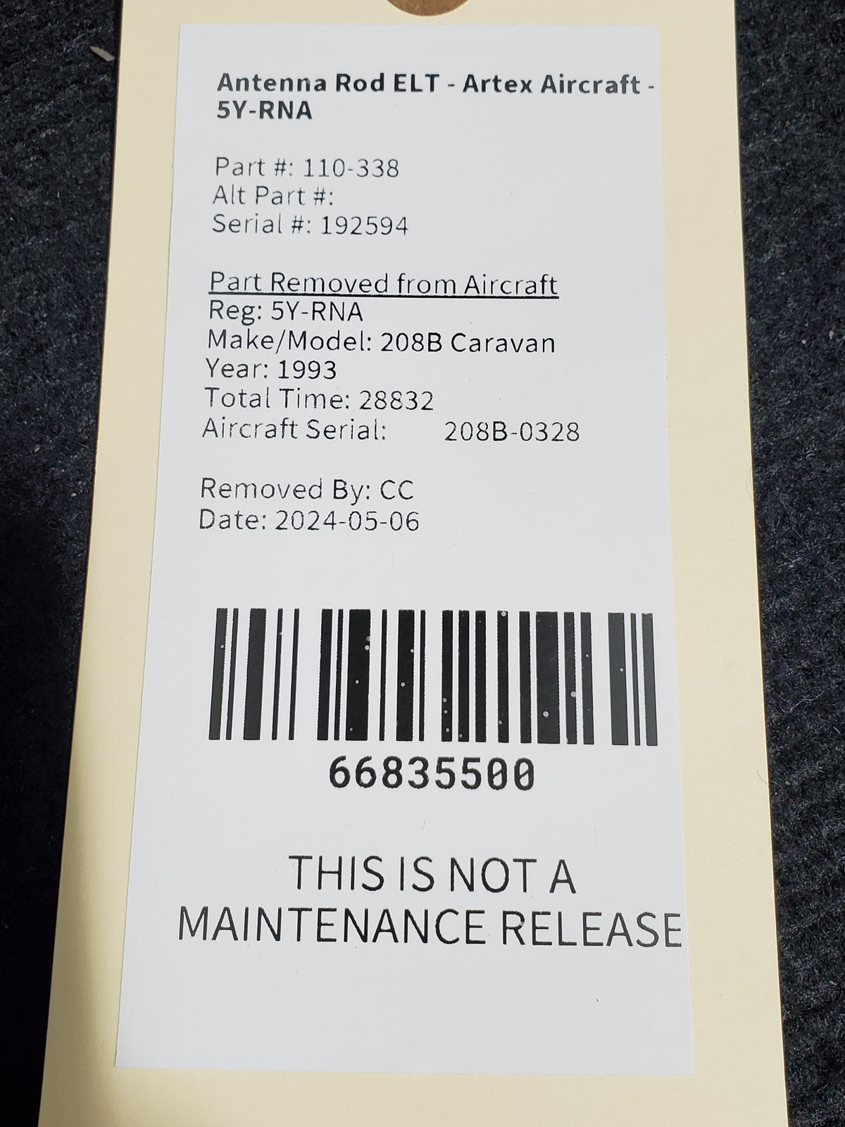 Antenna Rod ELT - Artex Aircraft - 5Y-RNA
