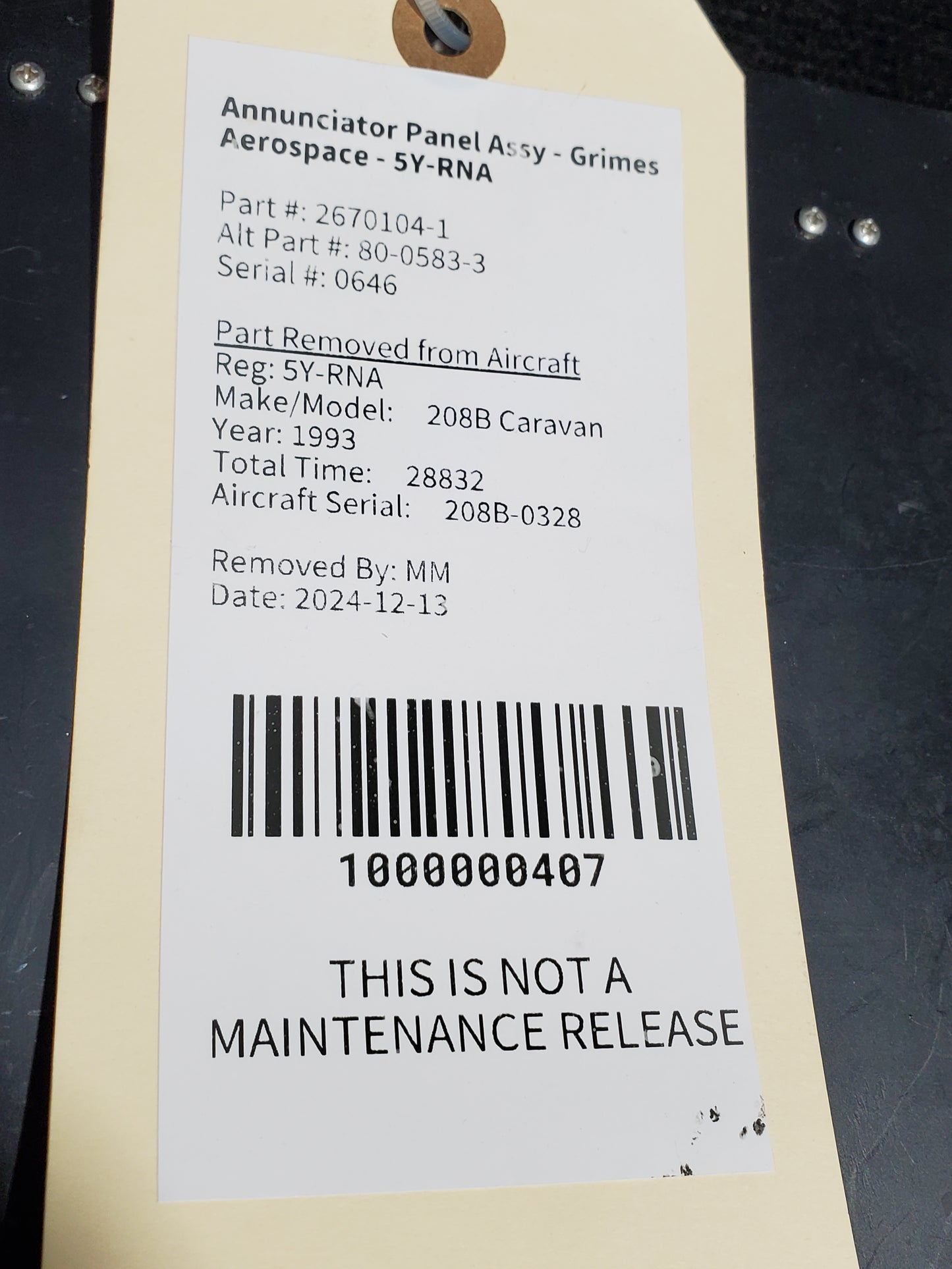 Annunciator Panel Assy - Grimes Aerospace - 5Y-RNA