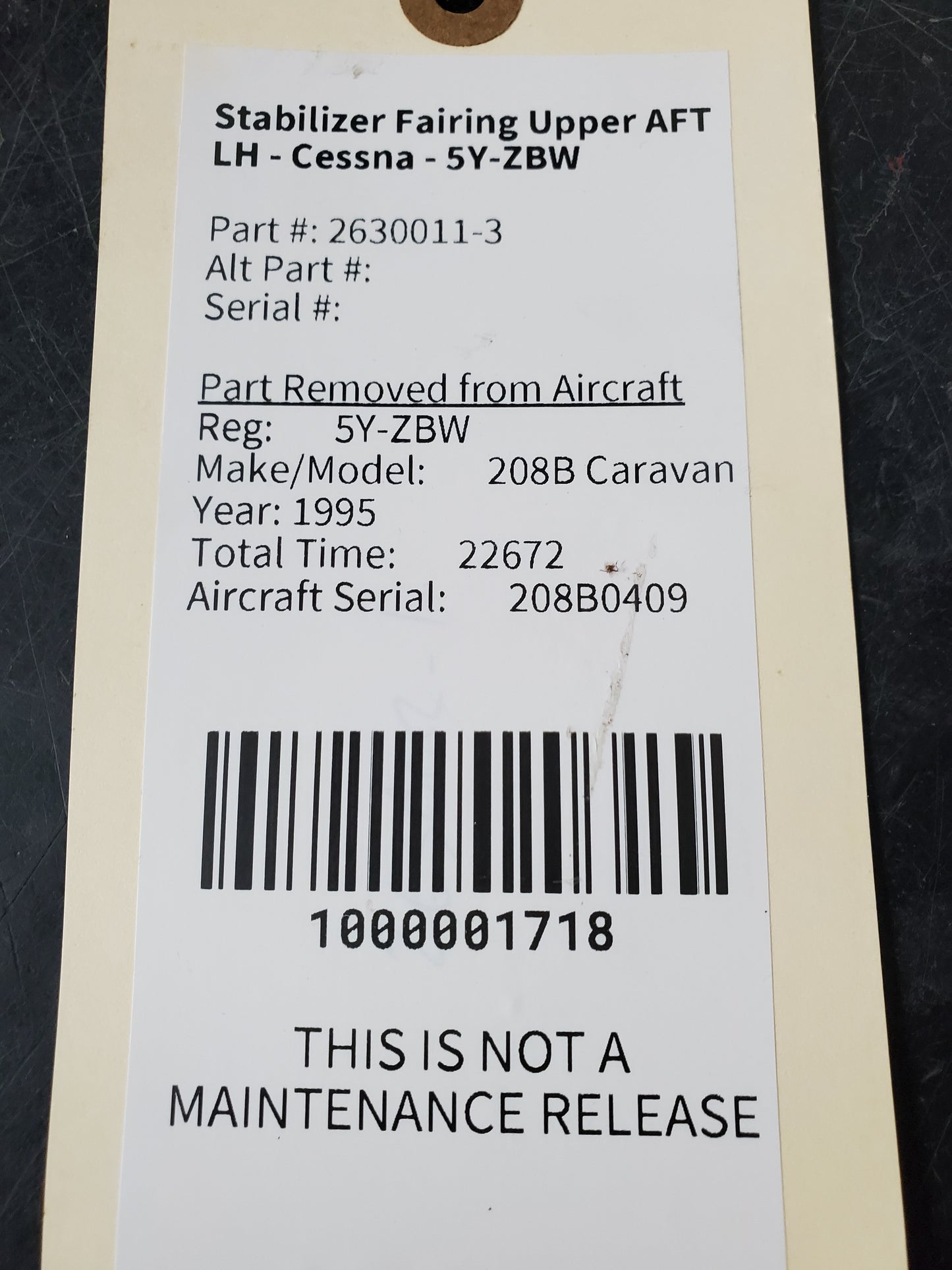 Stabilizer Fairing Upper AFT LH - Cessna - 5Y-ZBW