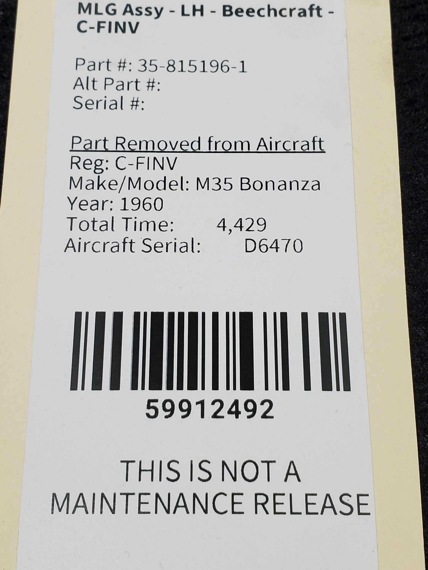 MLG Assy - LH - Beechcraft - C-FINV