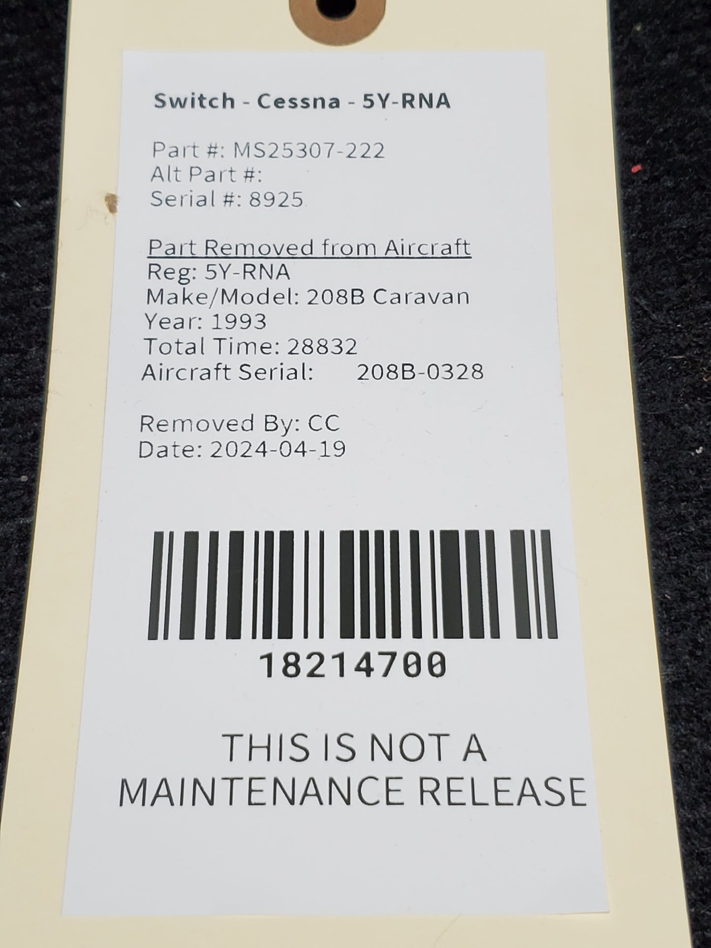 Switch - Cessna - 5Y-RNA