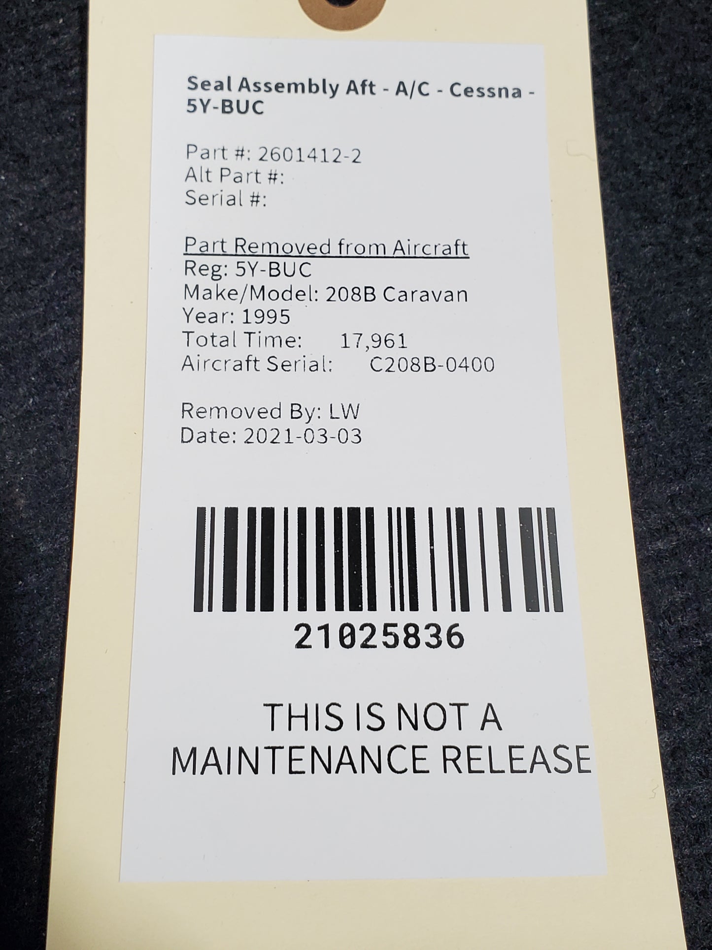 Seal Assembly Aft - A/C - Cessna - 5Y-BUC