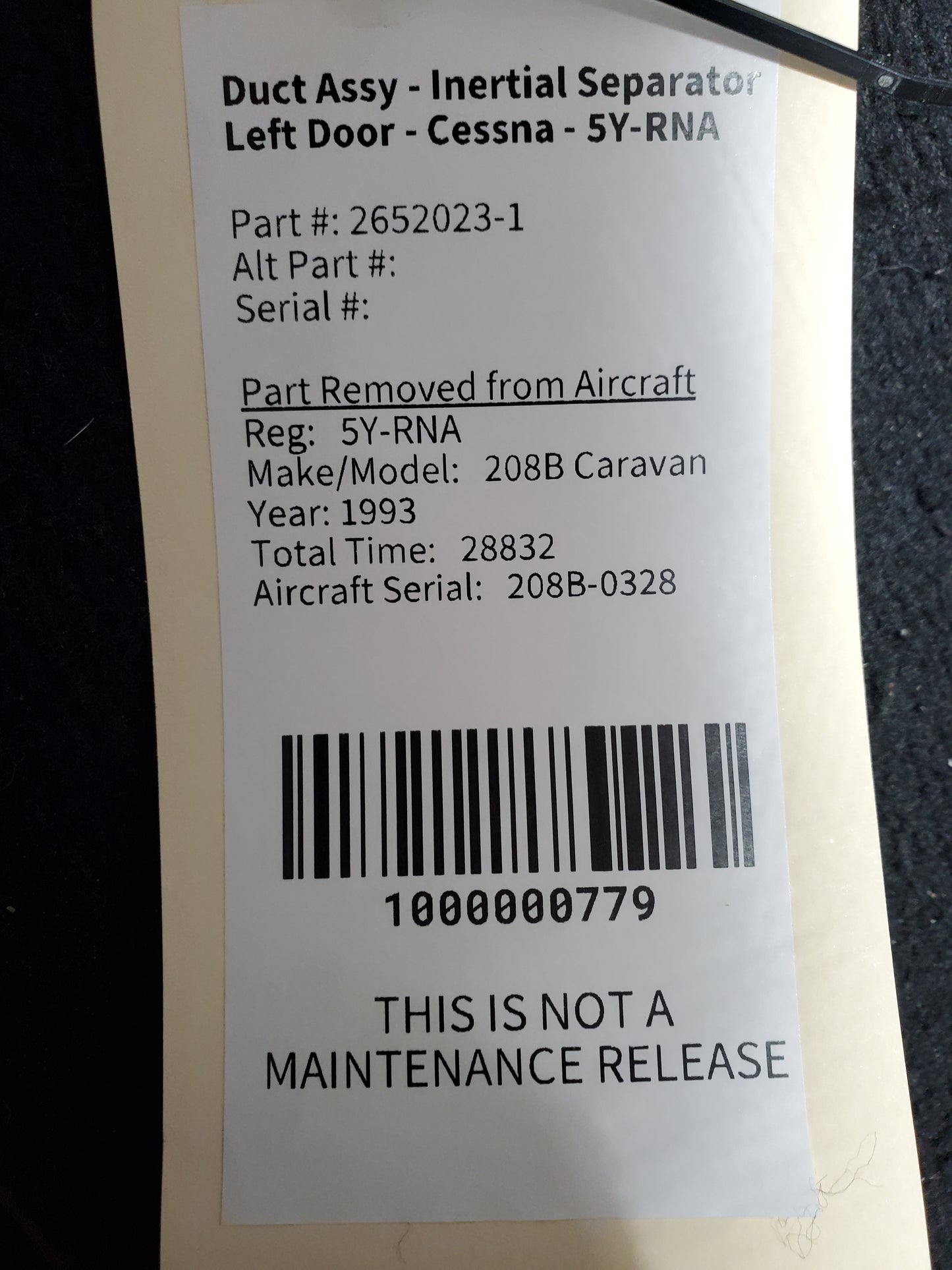 Duct Assy - Inertial Separator Left Door - Cessna - 5Y-RNA