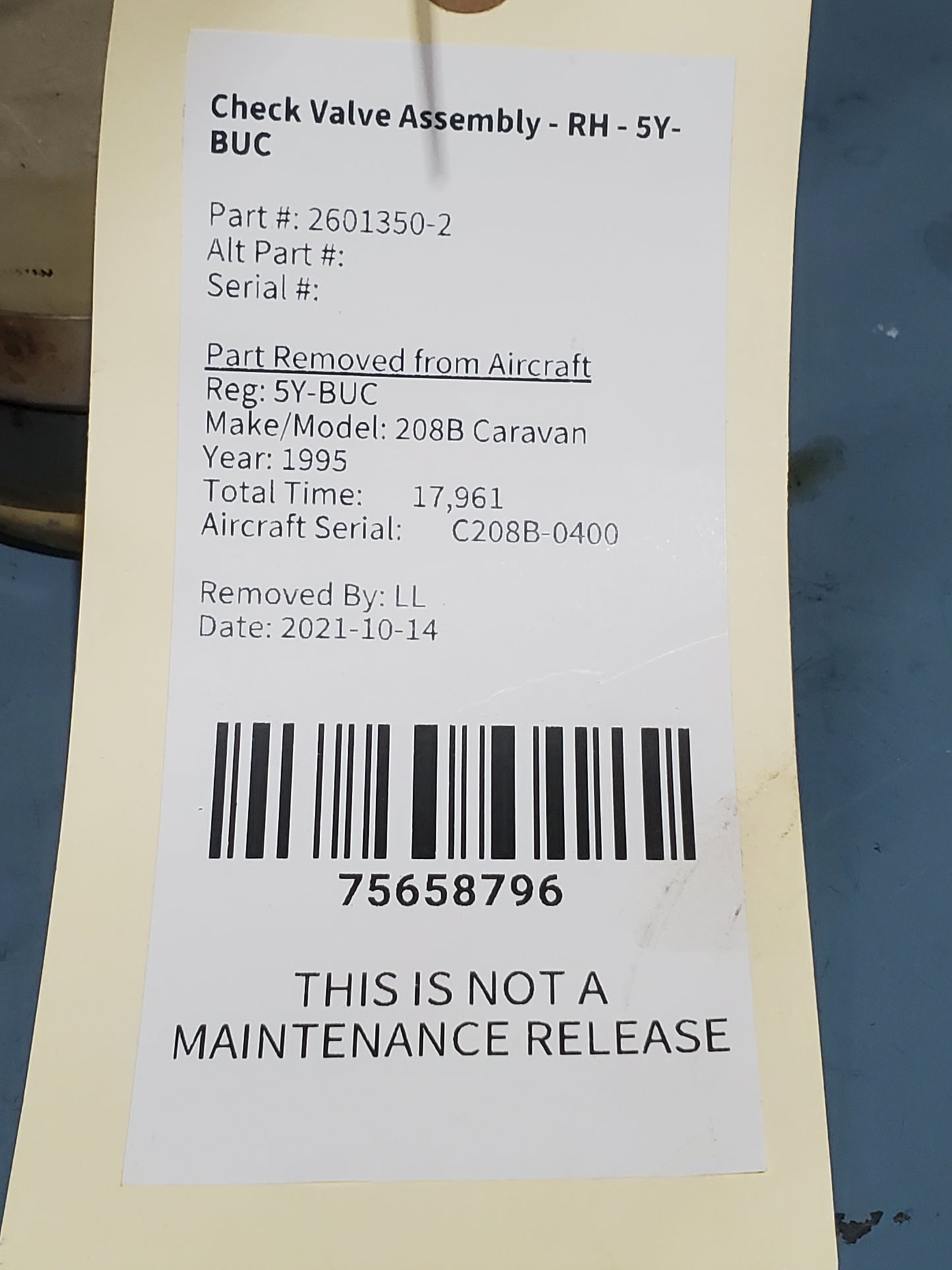 Check Valve Assembly - RH - 5Y-BUC