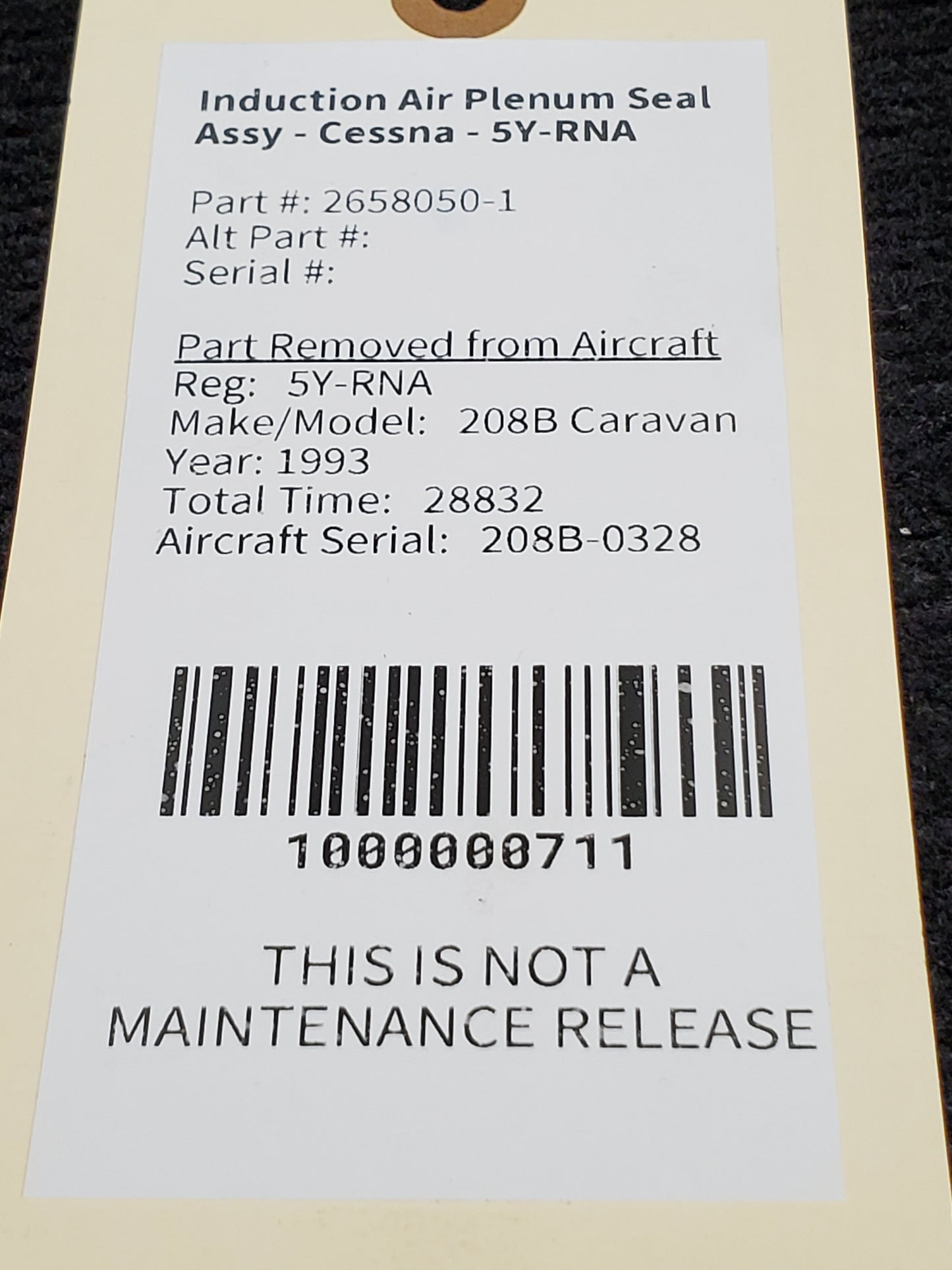 Induction Air Plenum Seal Assy - Cessna - 5Y-RNA