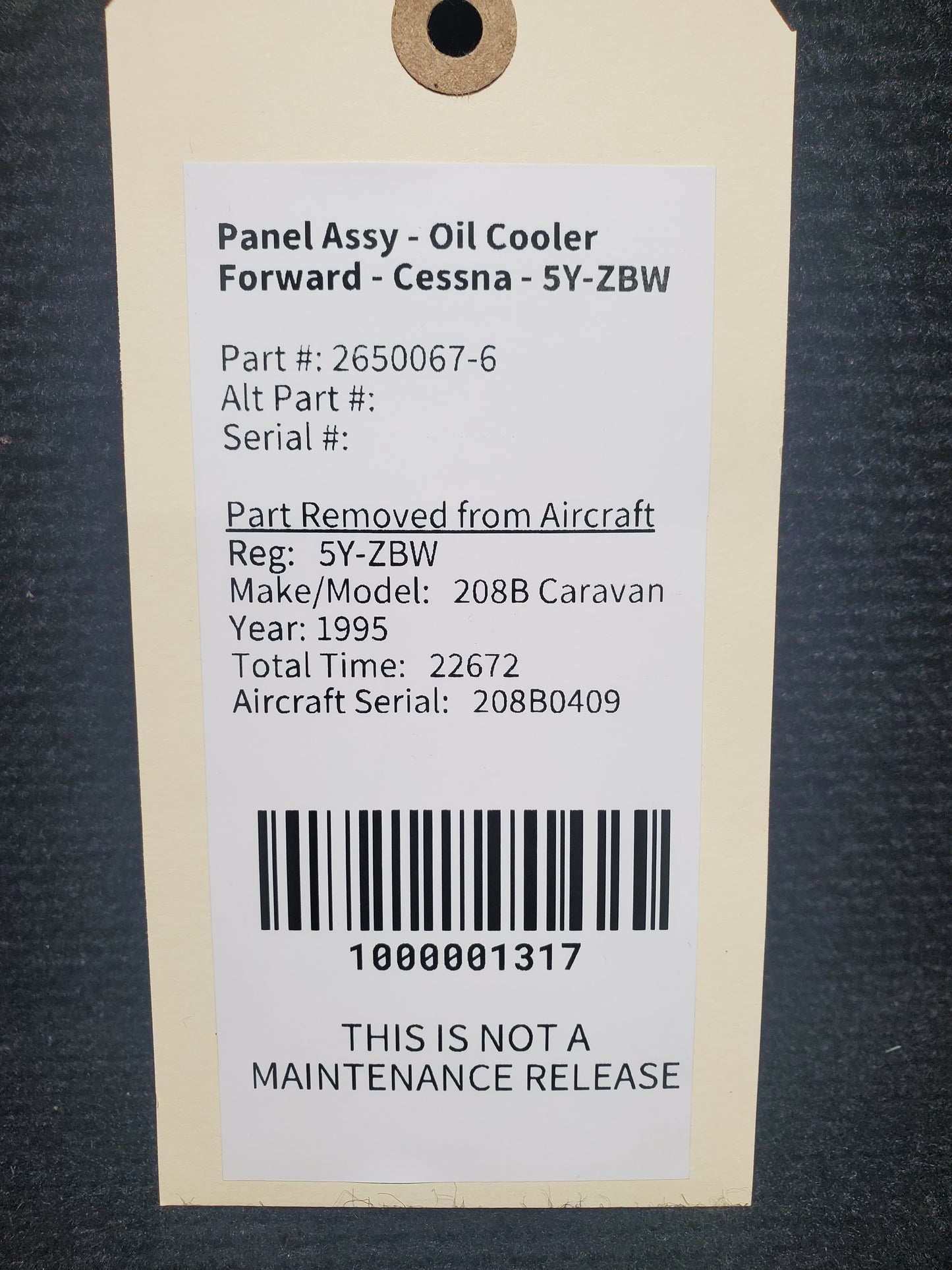 Panel Assy - Oil Cooler Forward - Cessna - 5Y-ZBW