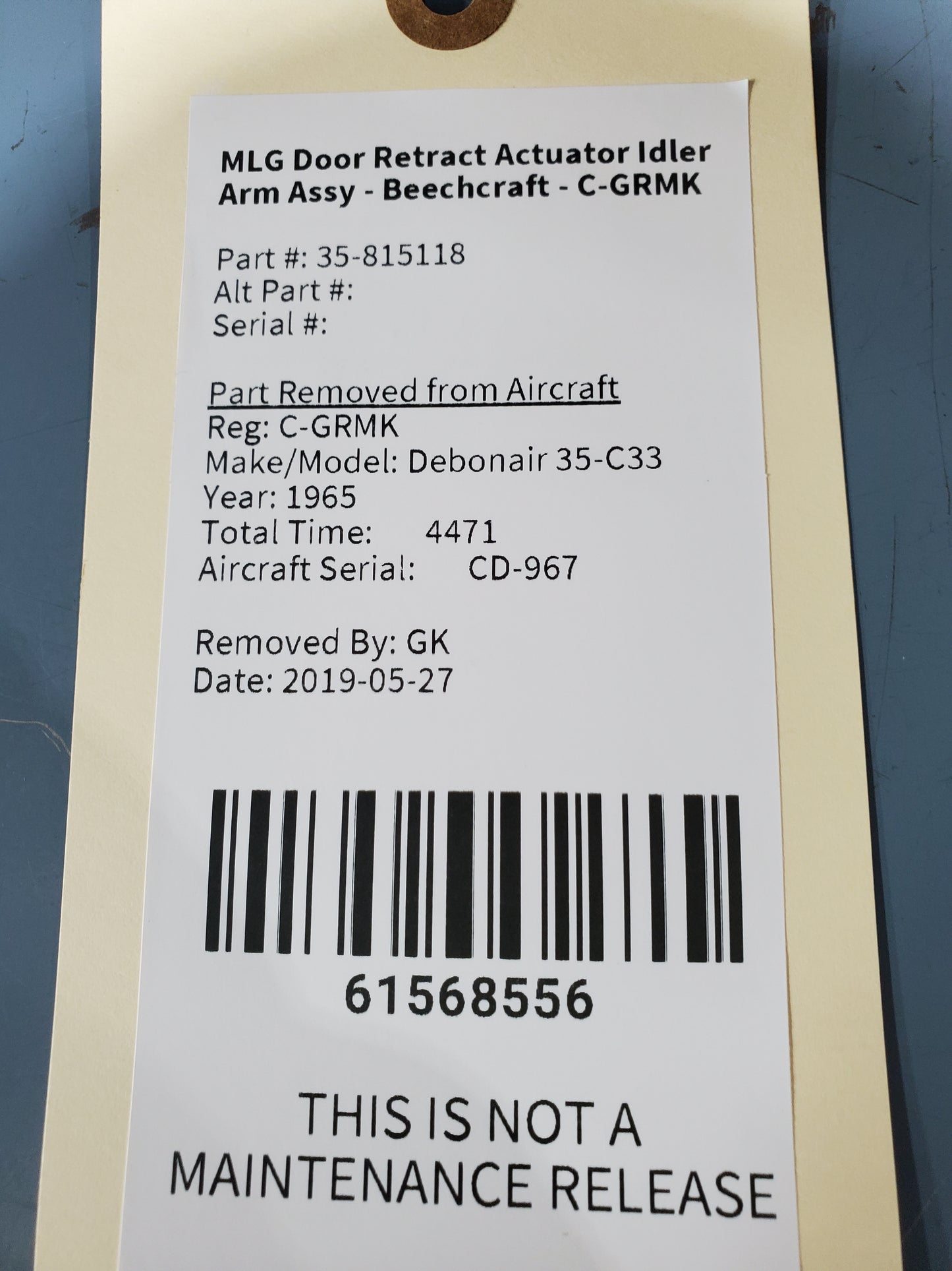 MLG Door Retract Actuator Idler Arm Assy - Beechcraft - C-GRMK
