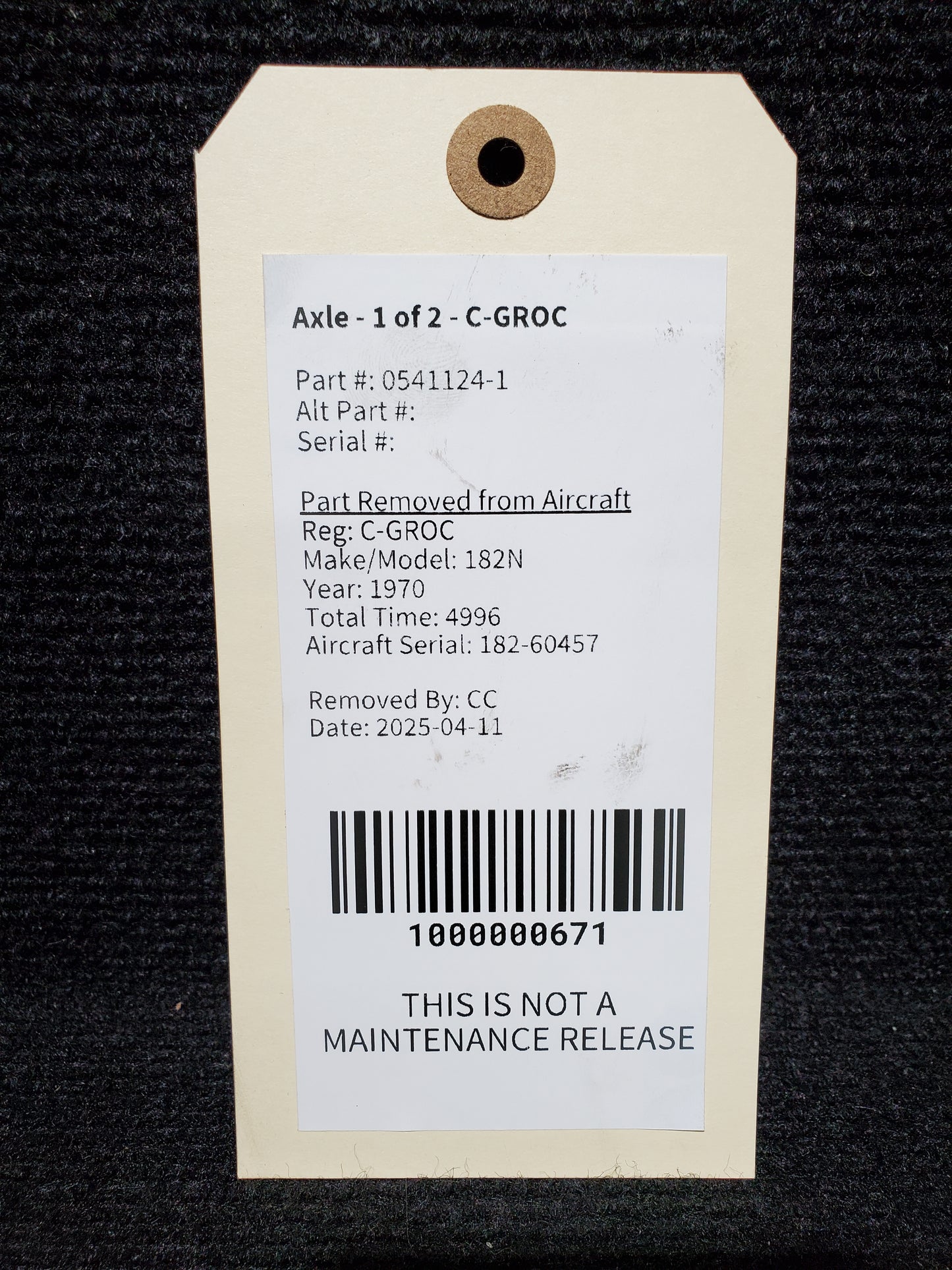 Axle - 1 of 2 - C-GROC