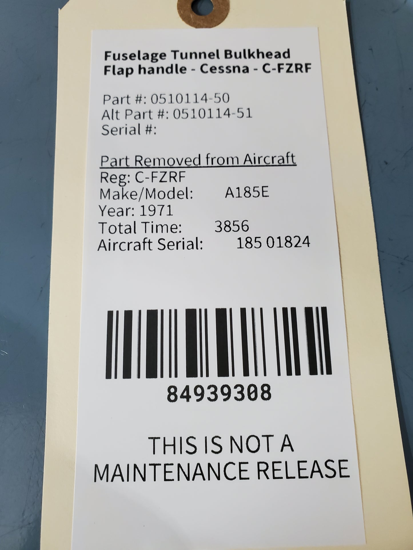 Fuselage Tunnel Bulkhead Flap handle - Cessna - C-FZRF