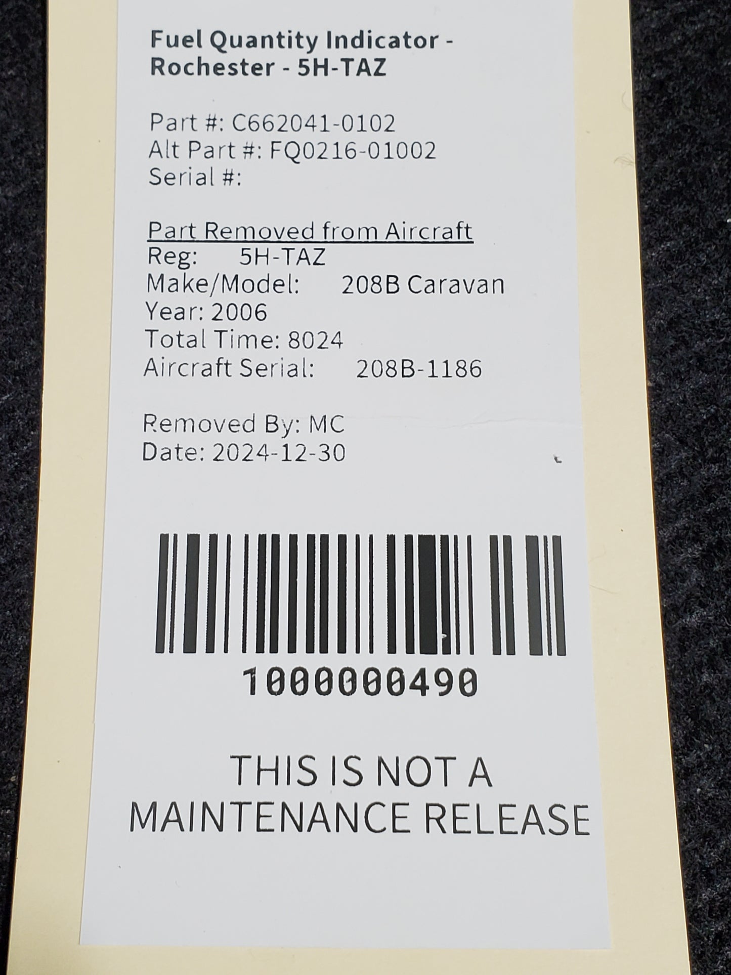Fuel Quantity Indicator - Rochester - 5H-TAZ