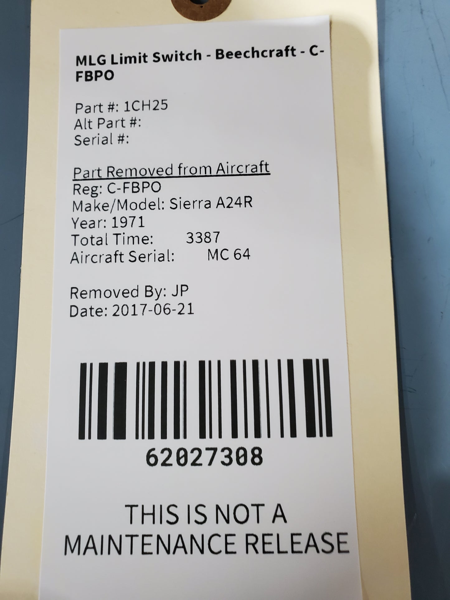 MLG Limit Switch - Beechcraft - C-FBPO