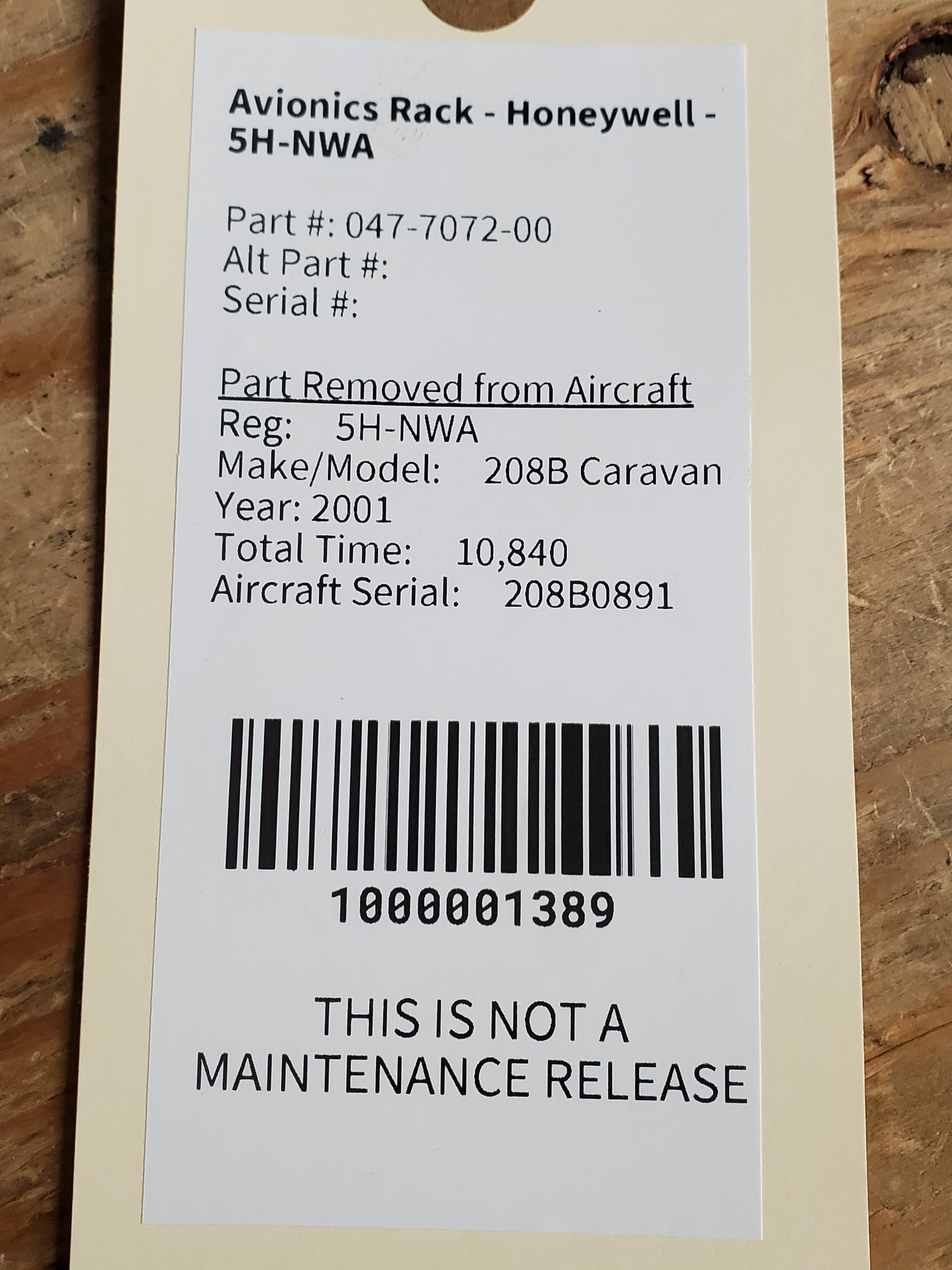 Avionics Rack - Honeywell - 5H-NWA