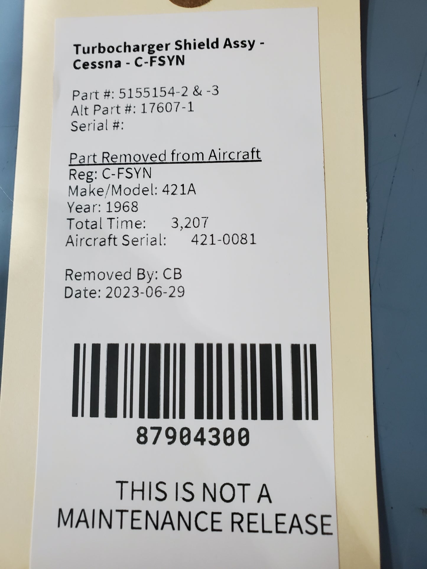 Turbocharger Shield Assy - Cessna - C-FSYN