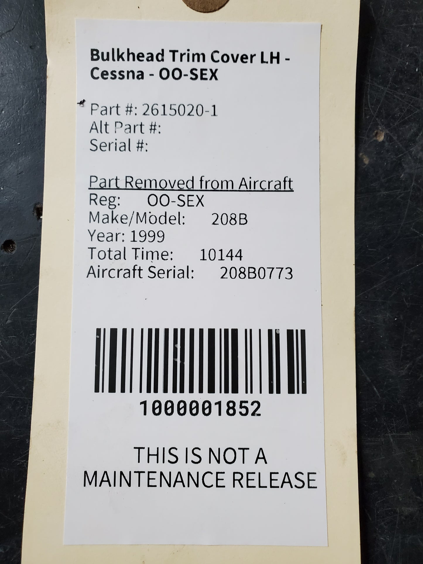 Bulkhead Trim Cover LH - Cessna - OO-SEX