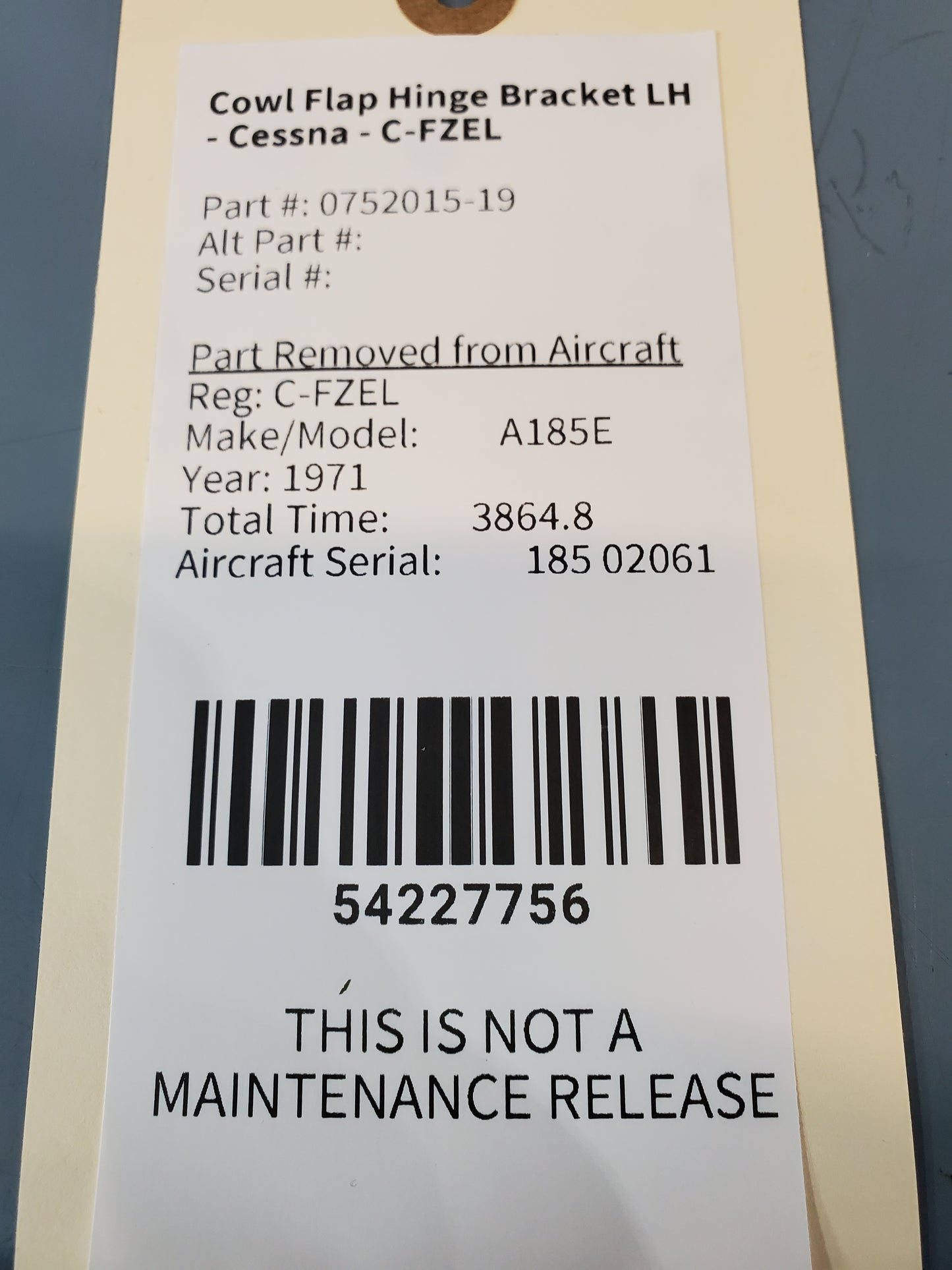 Cowl Flap Hinge Bracket LH - Cessna - C-FZEL