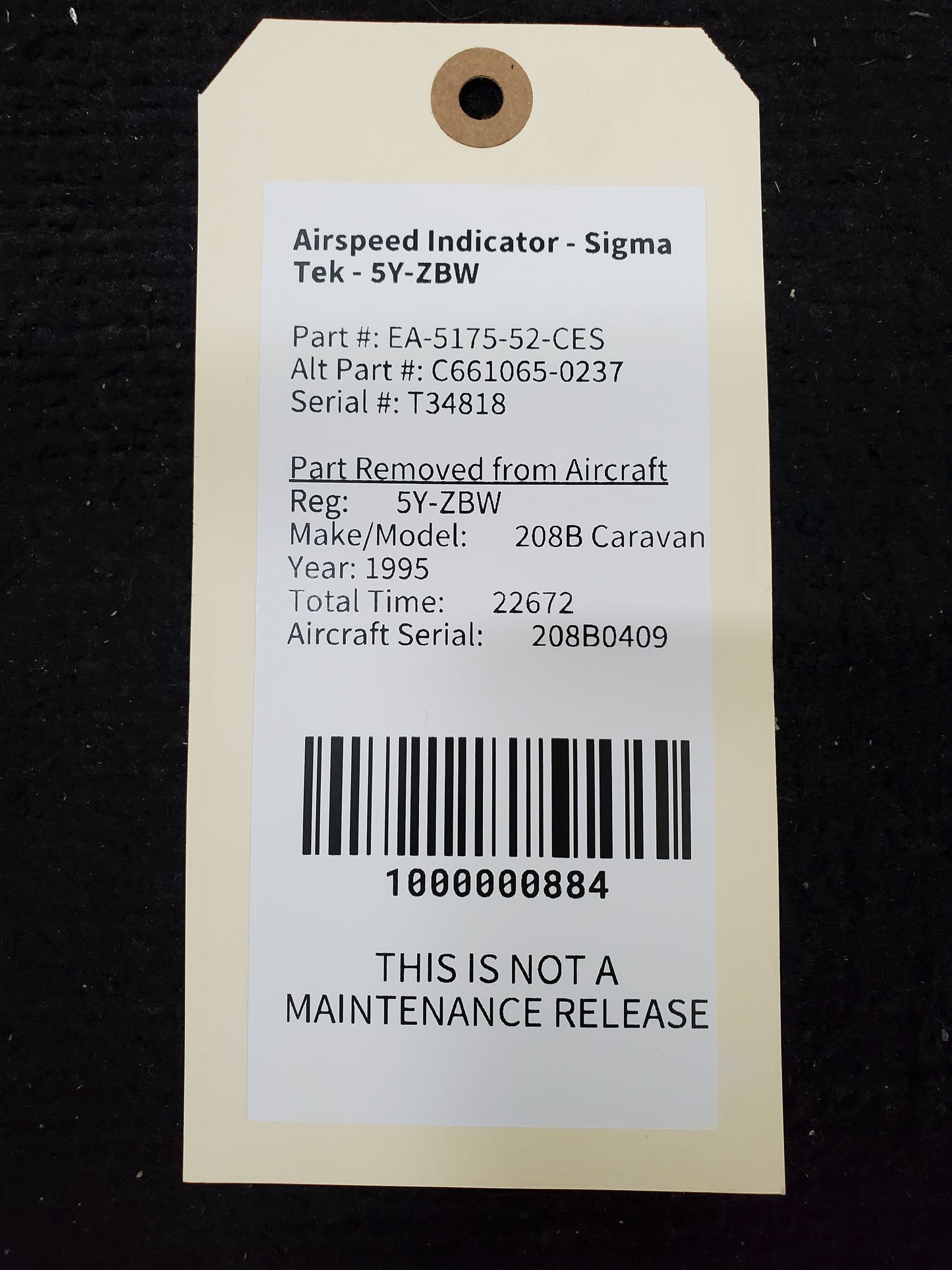 Airspeed Indicator - Sigma Tek - 5Y-ZBW