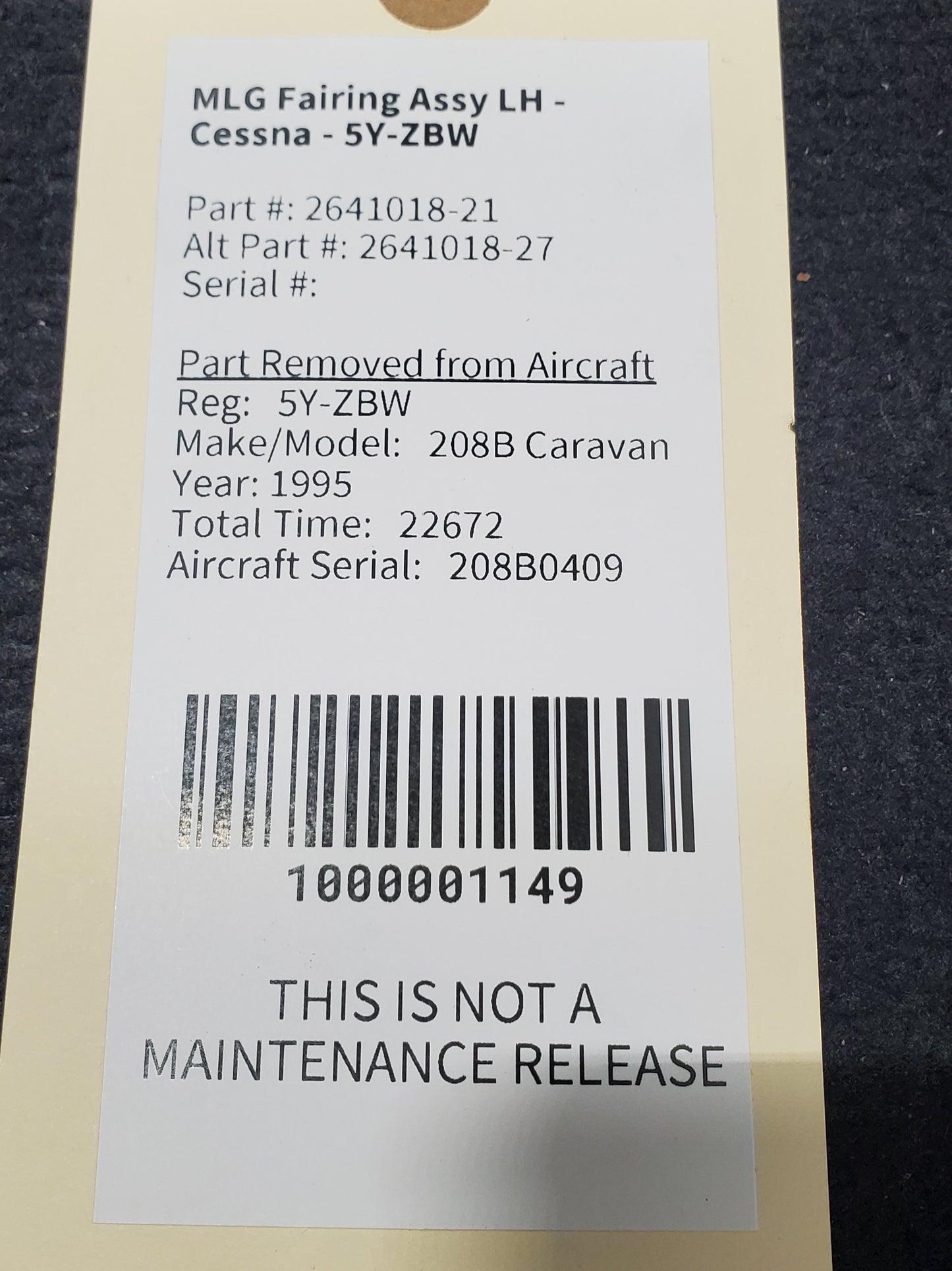 MLG Fairing Assy RH - Cessna - 5Y-ZBW