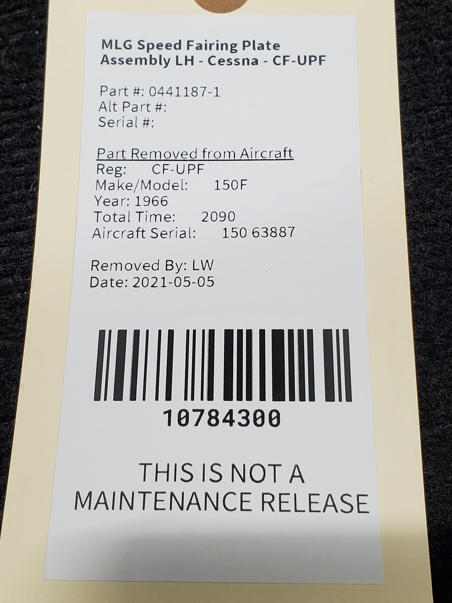 MLG Speed Fairing Plate Assembly LH - Cessna - CF-UPF