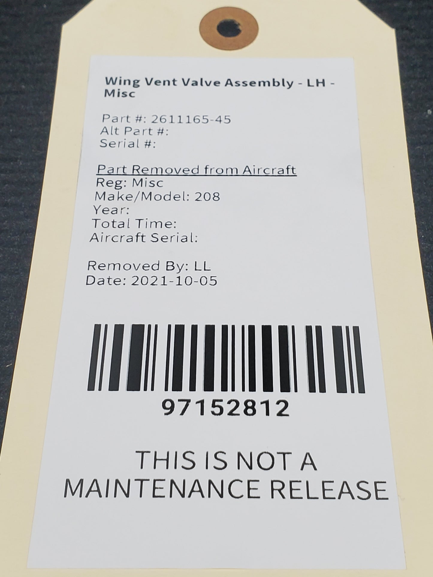 Wing Vent Valve Assembly - LH - Misc