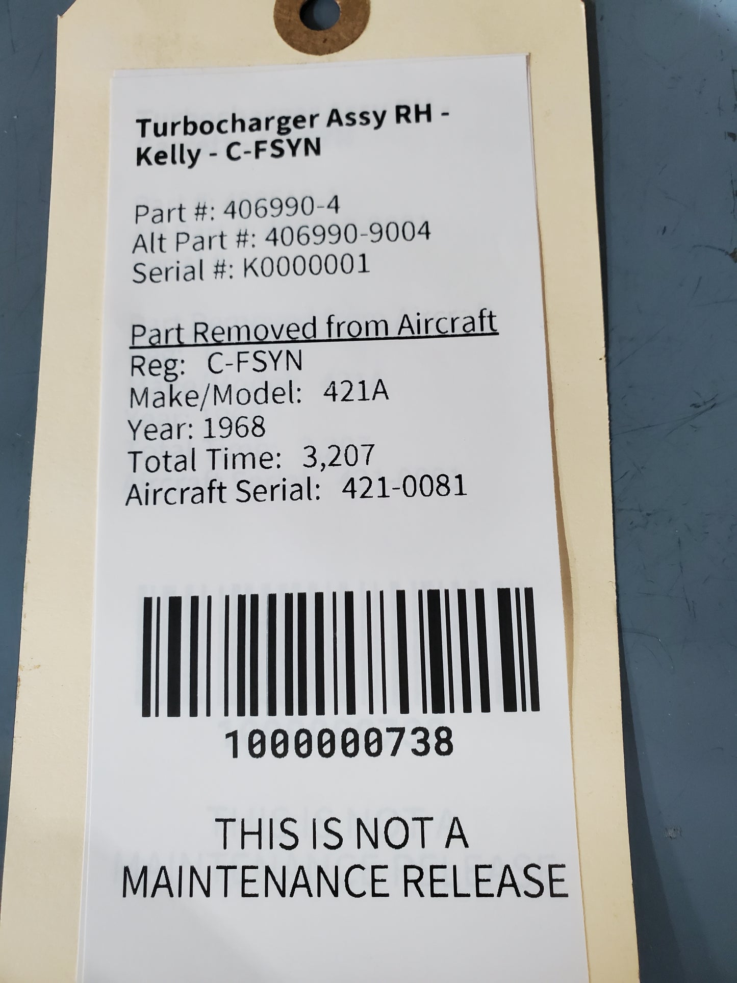 Turbocharger Assy RH - Kelly - C-FSYN