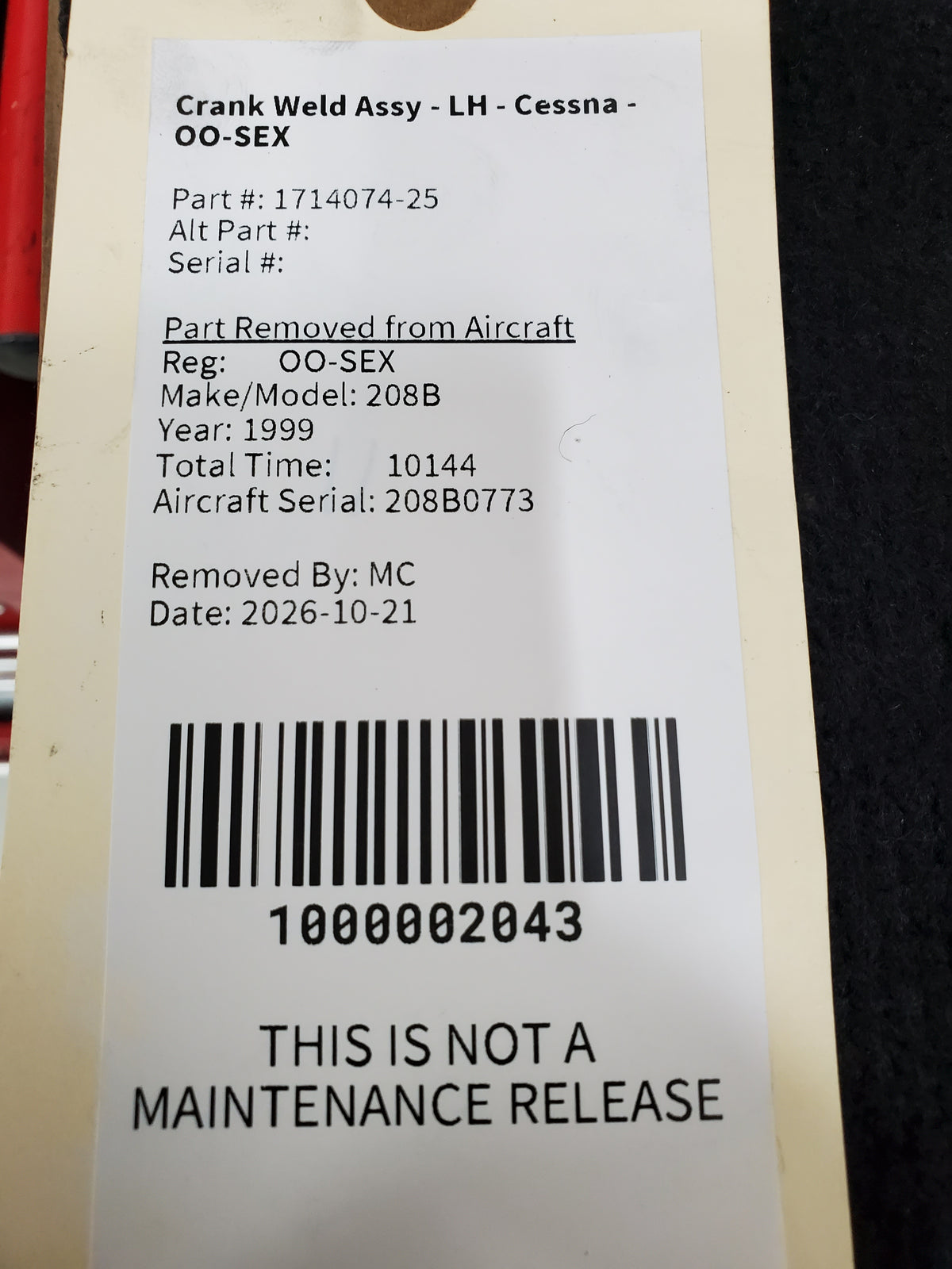 Crank Weld Assy - LH - Cessna - OO-SEX