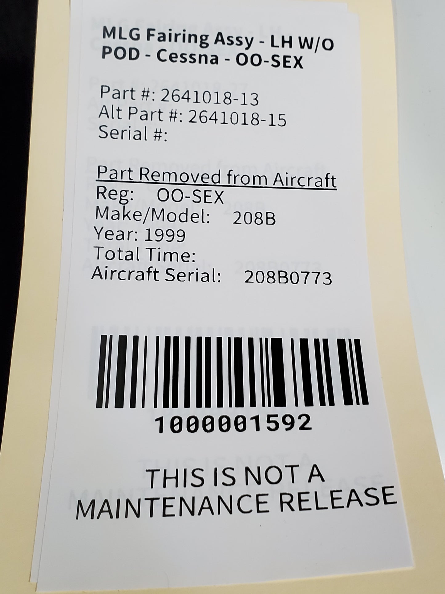 MLG Fairing Assy - LH W/O POD - Cessna - OO-SEX