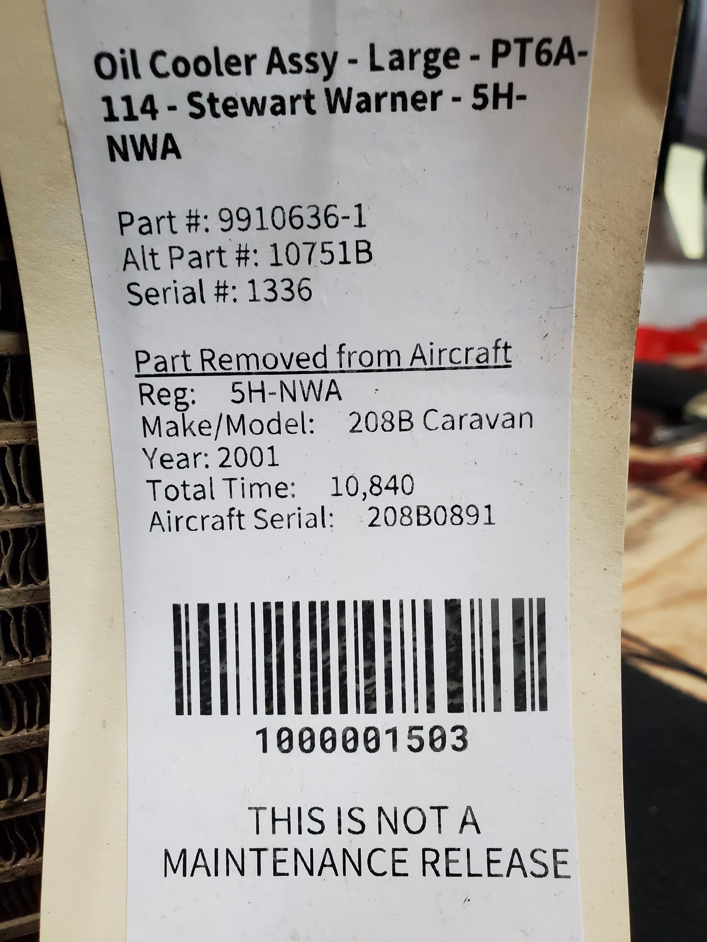 Oil Cooler Assy - Large - PT6A-114 - Stewart Warner - 5H-NWA