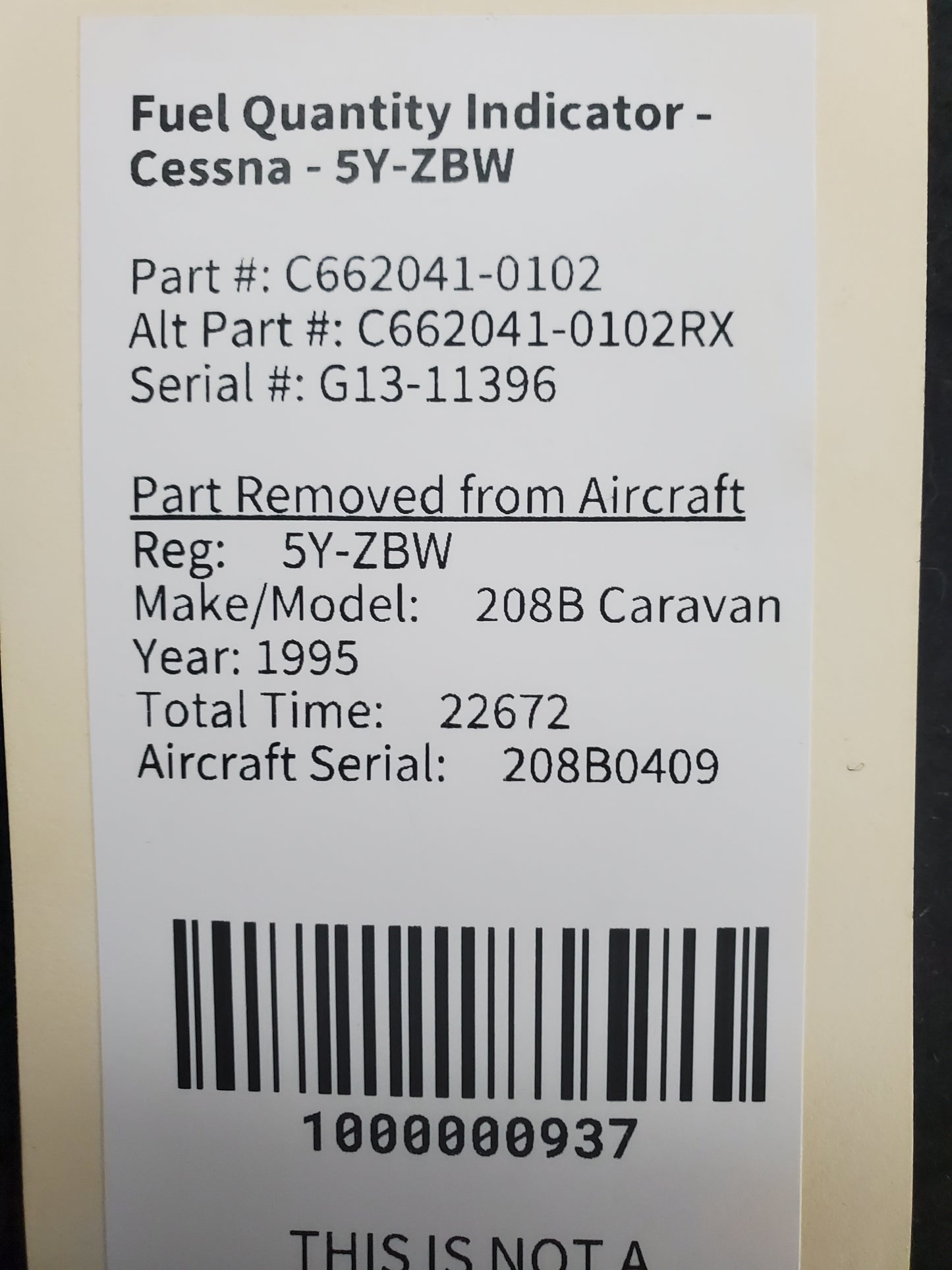 Fuel Quantity Indicator - Cessna - 5Y-ZBW