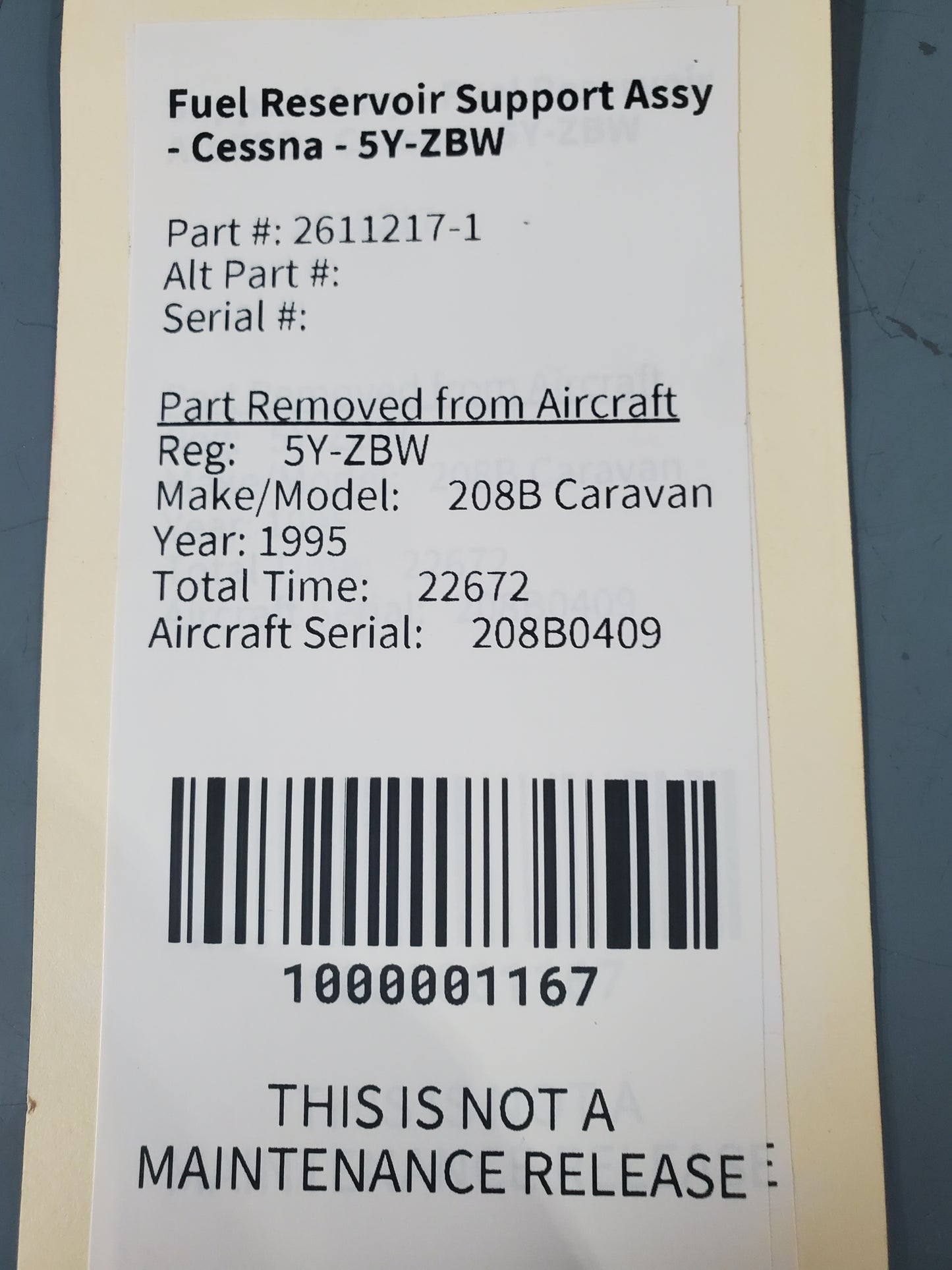 Fuel Reservoir Support Assy - Cessna - 5Y-ZBW
