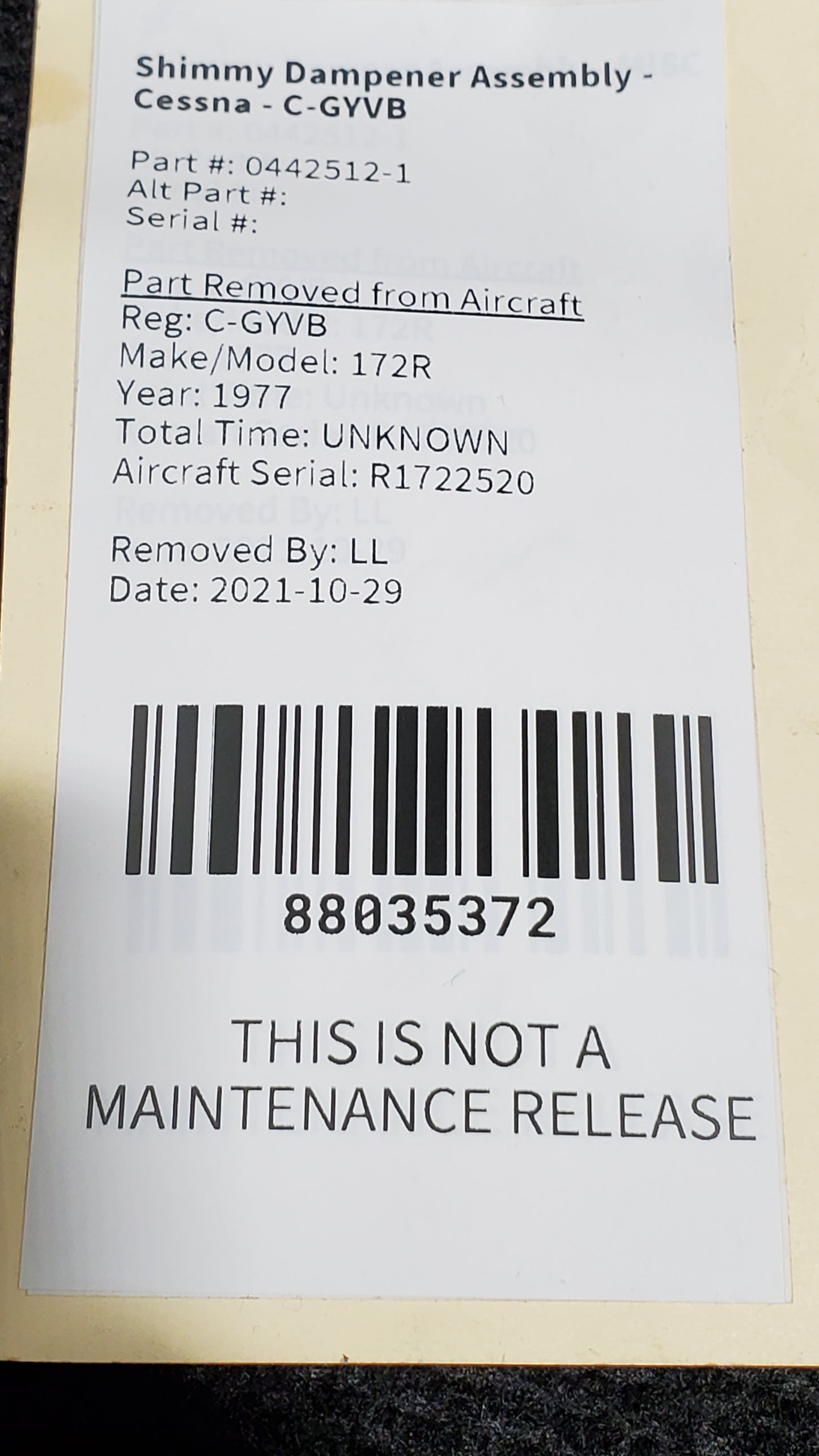 Shimmy Dampener Assembly - Cessna - C-GYVB