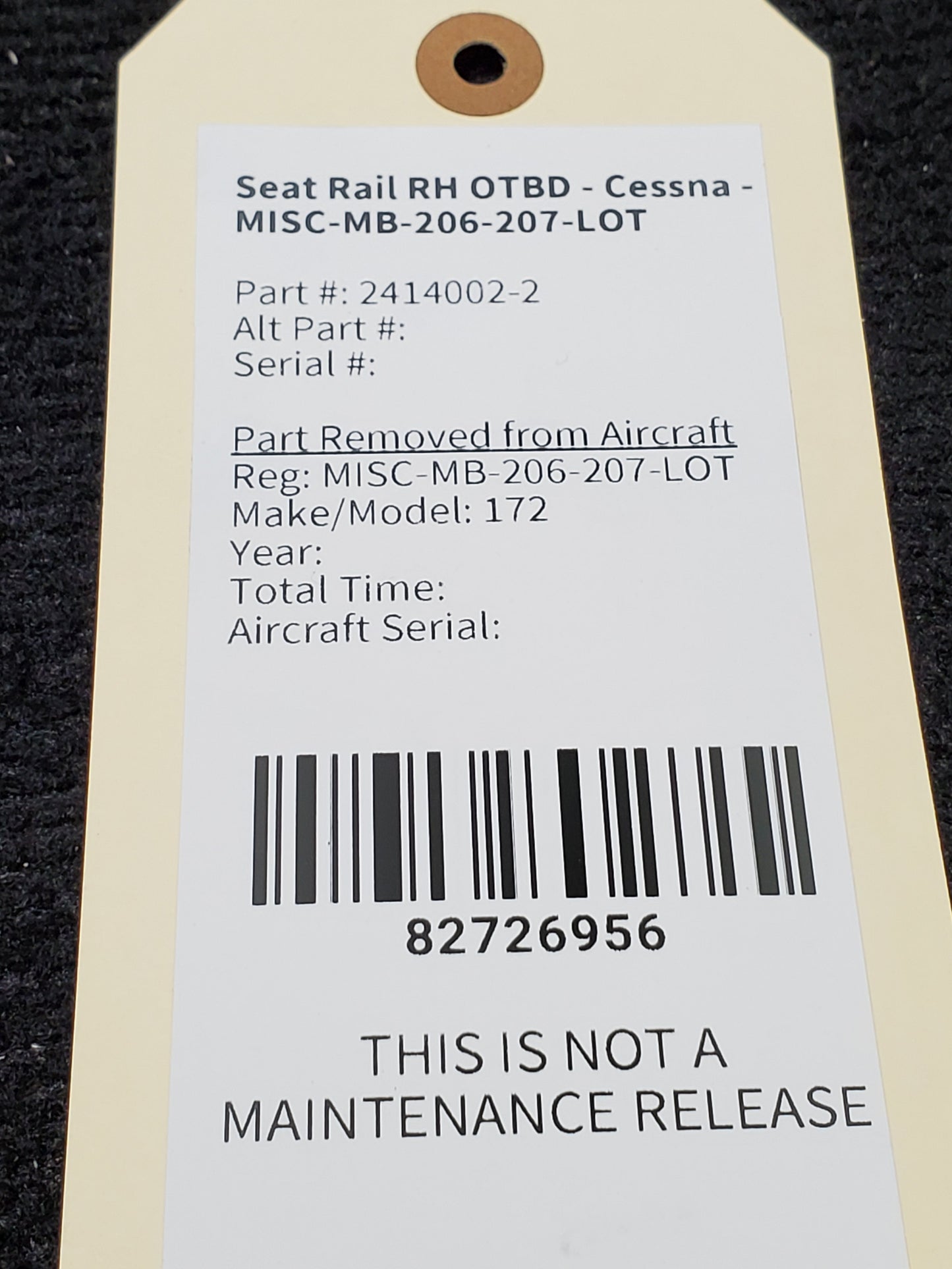 Seat Rail RH OTBD - Cessna - MISC-MB-206-207-LOT